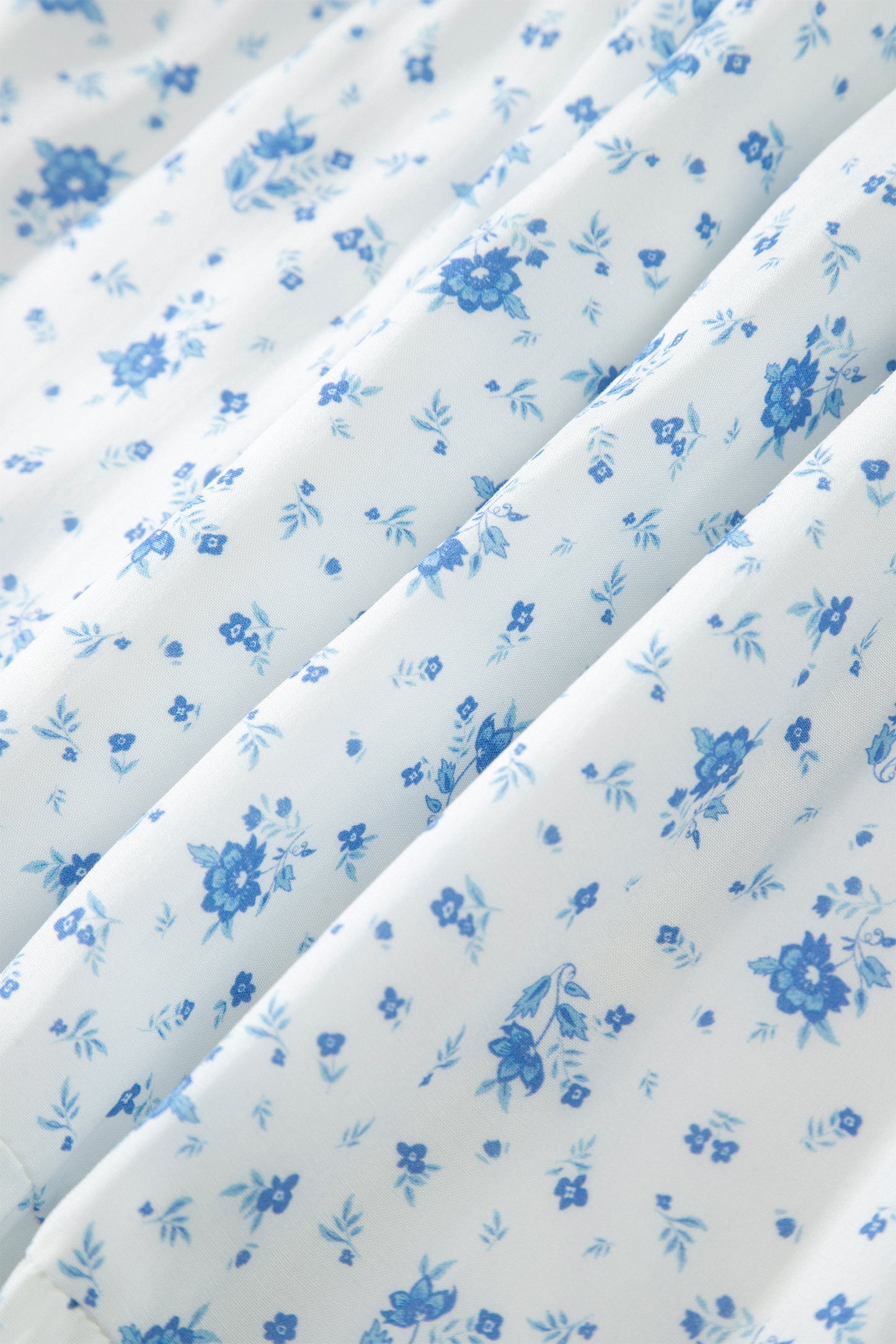 Sky Blue High Waist Tiny Floral Print Boho Maxi Skirt-Bottoms/Skirts & Petticoat-[Adult]-[Female]-2022 Online Blue Zone Planet