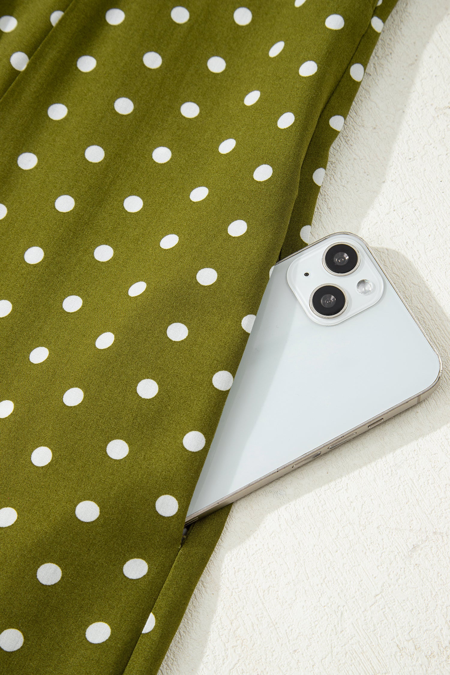 Green Polka Dot Print Lacy Neckline Smocked High Waist Maxi Dress-TOPS / DRESSES-[Adult]-[Female]-2022 Online Blue Zone Planet