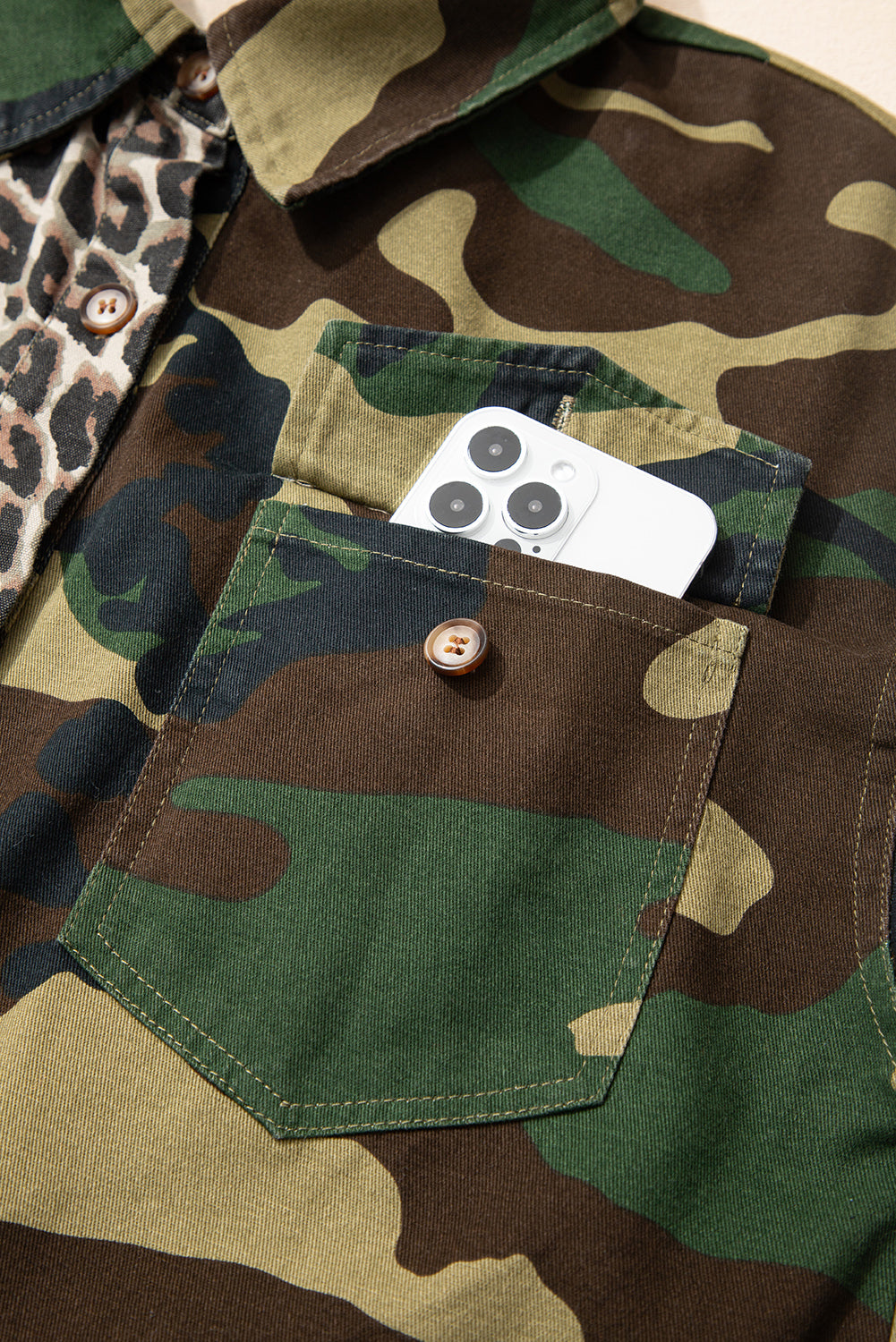Brown Leopard Camo Patchwork Oversize Shacket-Outerwear/Jackets-[Adult]-[Female]-2022 Online Blue Zone Planet