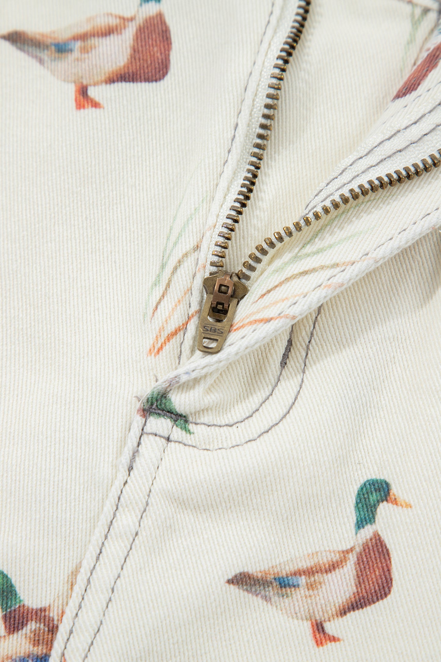 Beige Wild Duck Mallard High Waist Frayed Denim Shorts-Bottoms/Denim Shorts-[Adult]-[Female]-2022 Online Blue Zone Planet