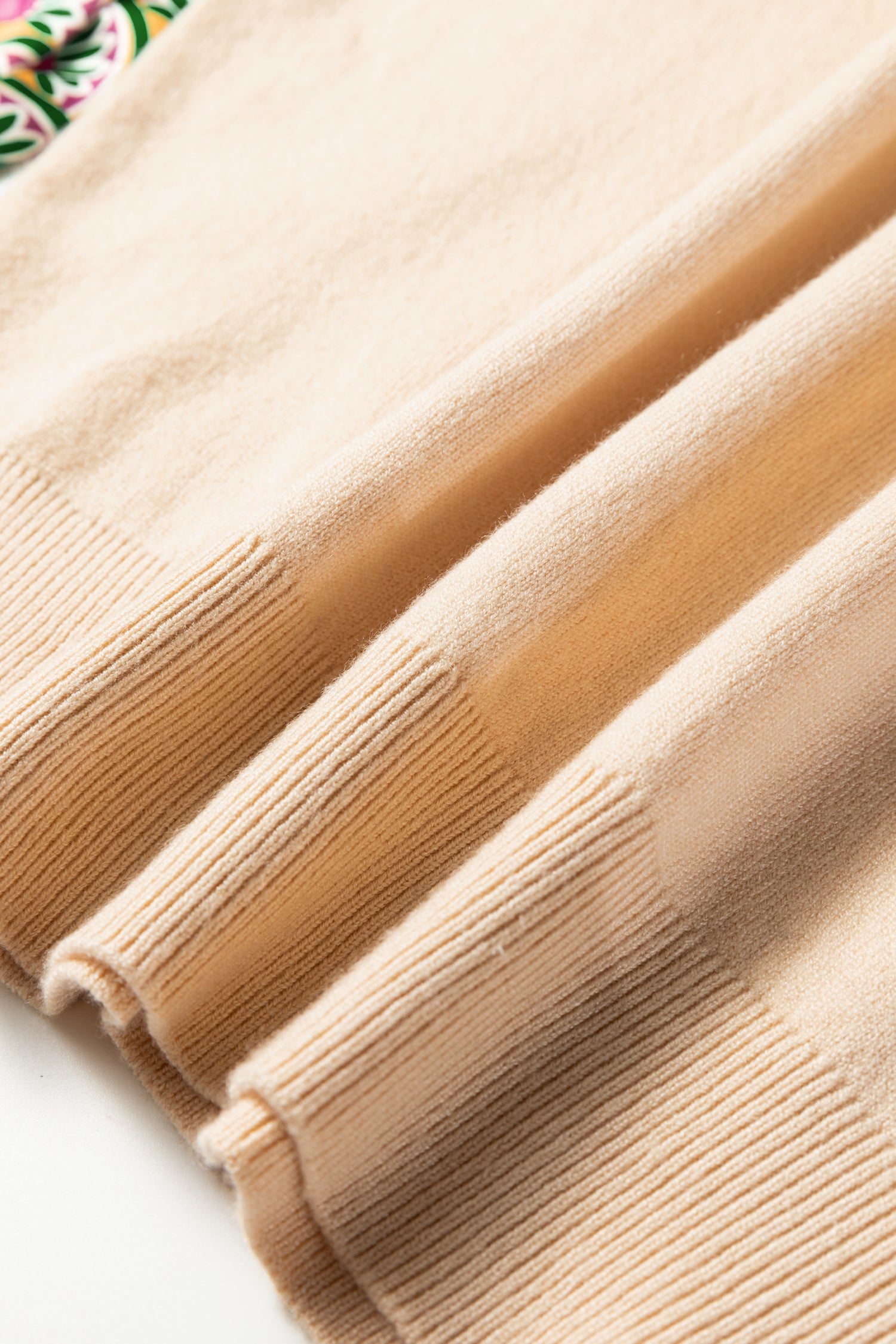 Apricot Floral Patchwork Shirred Cuff Puff Sleeve Sweater-TOPS / DRESSES-[Adult]-[Female]-2022 Online Blue Zone Planet