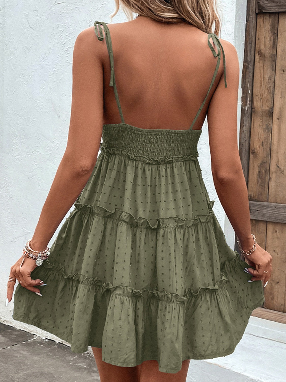 Blue Zone | Frill Spaghetti Strap Tiered Dress