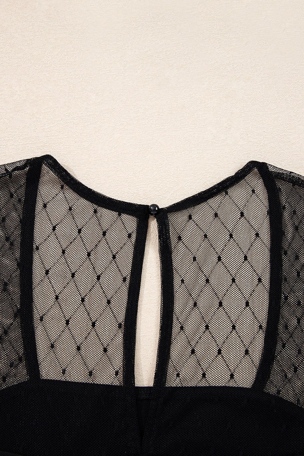 Black Polka Dot Mesh Long Sleeve Square Neck Bodysuit-Tops/Bodysuits-[Adult]-[Female]-2022 Online Blue Zone Planet