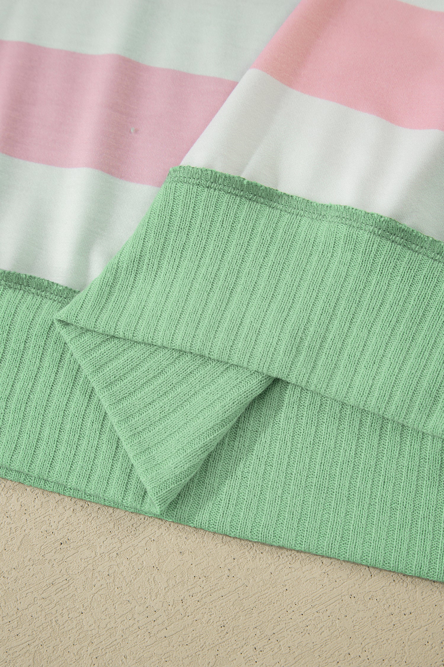 Pink Stripe Exposed Seam Ribbed Patchwork Oversized Tee-Tops/Tops & Tees-[Adult]-[Female]-2022 Online Blue Zone Planet