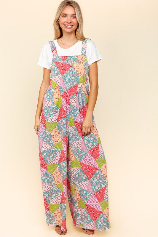 Haptics Full Size Printed Wide Leg Overalls with Side Pockets-TOPS / DRESSES-[Adult]-[Female]-2022 Online Blue Zone Planet