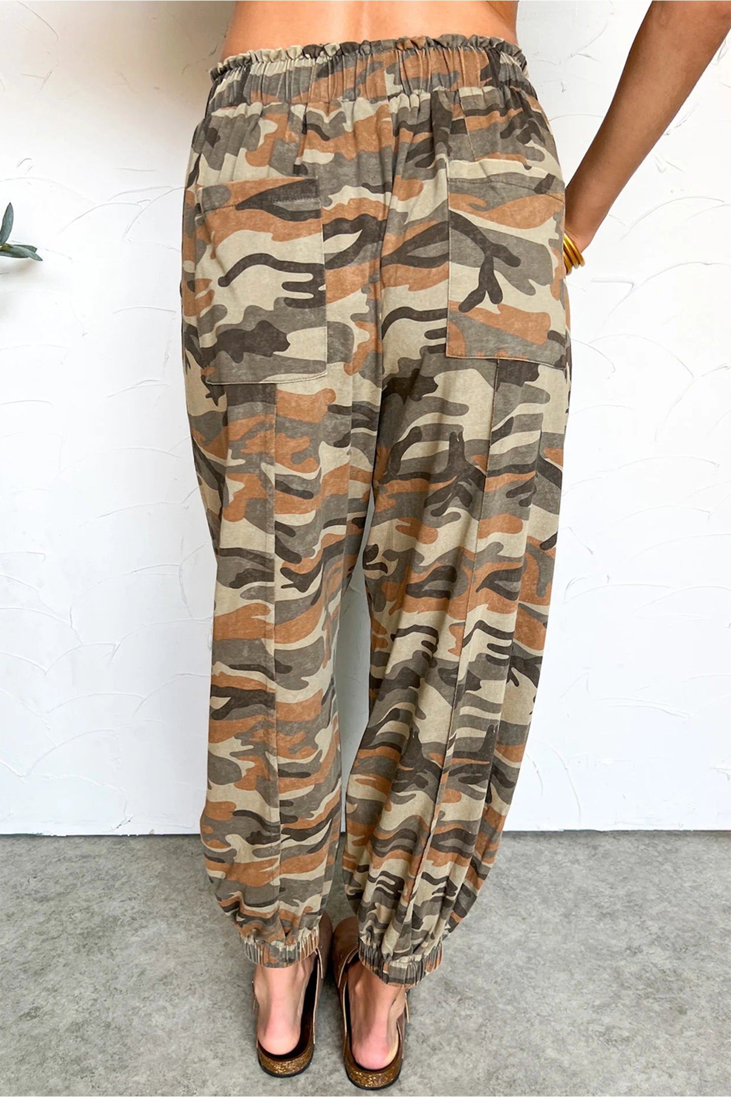 Green Camouflage Printed Drawstring Elastic Waist Jogger Pants-Bottoms/Pants & Culotte-[Adult]-[Female]-2022 Online Blue Zone Planet