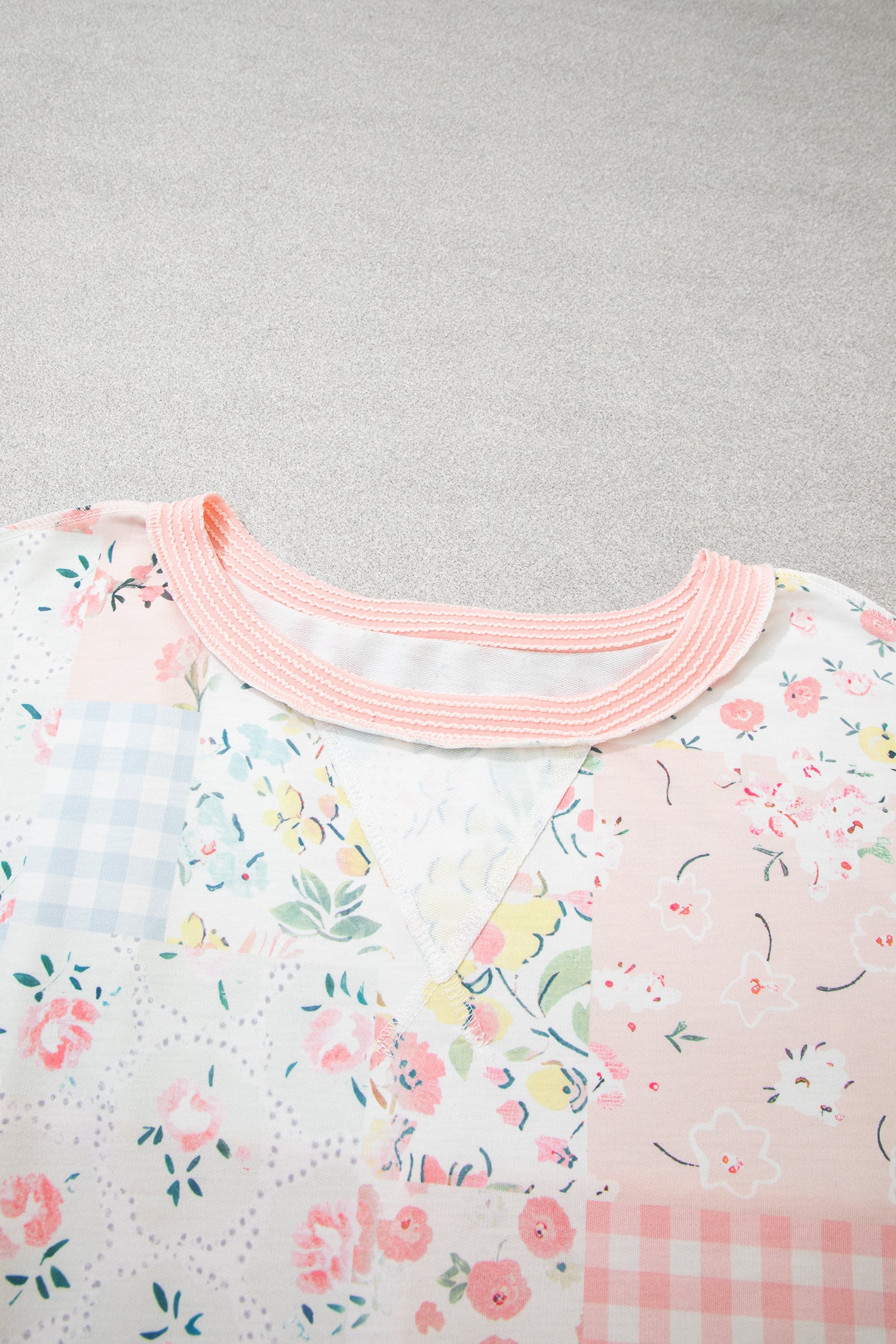 Pink Patchwork Floral Print Long Sleeve Tunic Plus Size Blouse-Plus Size/Plus Size Tops/Plus Size Long Sleeve Tops-[Adult]-[Female]-2022 Online Blue Zone Planet