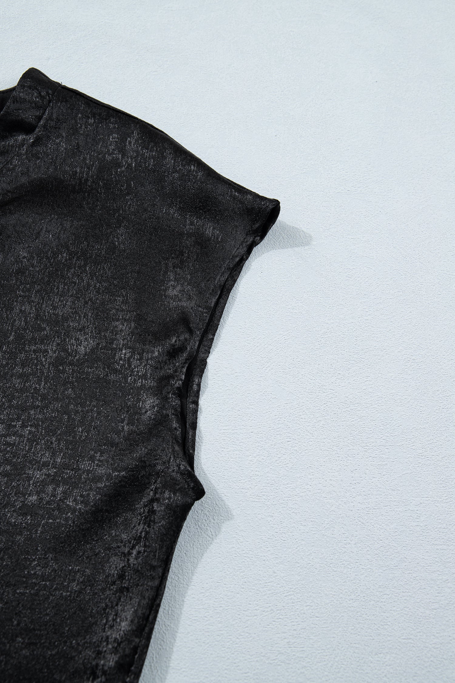 Black Metallic Round Neck Cap Sleeve Tee-Tops/Tops & Tees-[Adult]-[Female]-2022 Online Blue Zone Planet