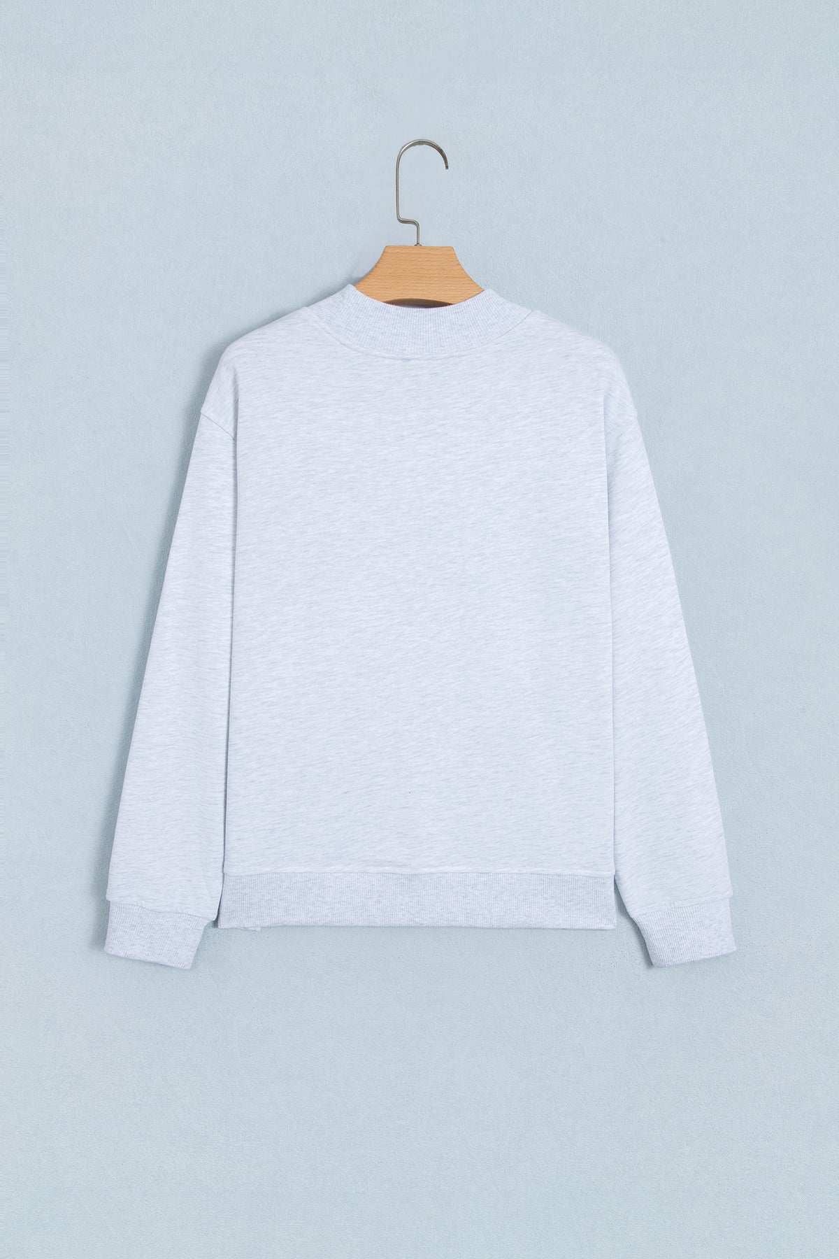 Light Grey High Neck Embroidered Checkered Letter Game Day Sweatshirt-Tops/Sweatshirts & Hoodies-[Adult]-[Female]-2022 Online Blue Zone Planet