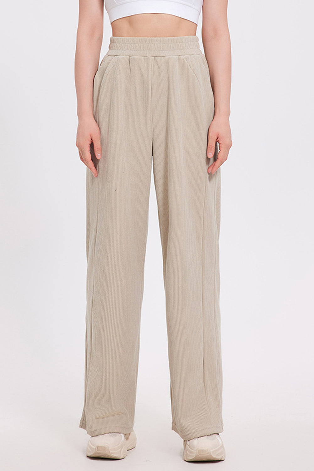 Basic Bae Elastic Waist Wide Leg Pants-BOTTOM SIZES SMALL MEDIUM LARGE-[Adult]-[Female]-2022 Online Blue Zone Planet