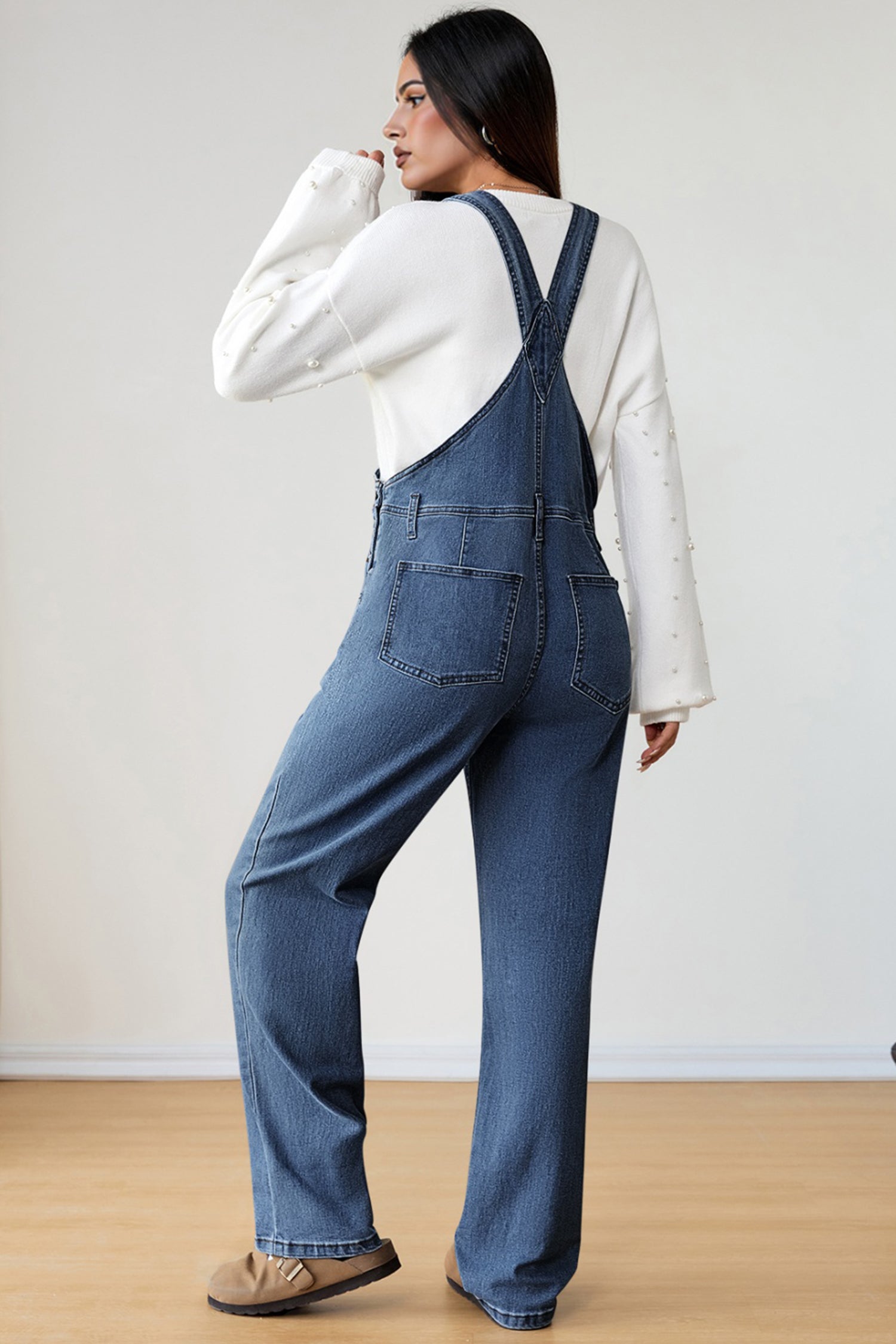 Dark Blue Retro Bib Pocket Buckle Straps Casual Denim Jumpsuit-Bottoms/Jumpsuits & Rompers-[Adult]-[Female]-2022 Online Blue Zone Planet