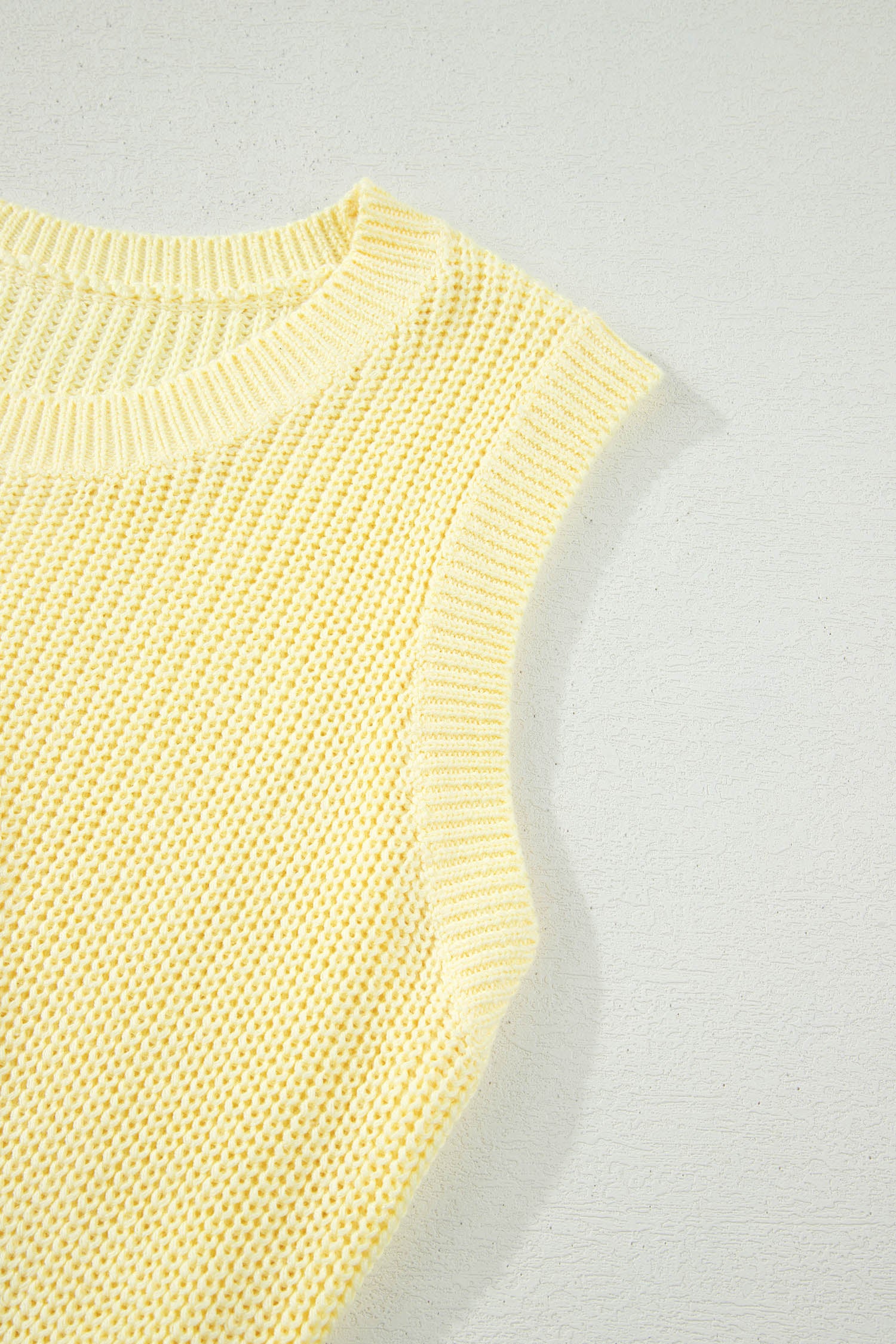Yellow Cream Solid Color Cropped Knit Knot Back Cutout Sweater Tank-Sweaters & Cardigans/Sweater Vests-[Adult]-[Female]-2022 Online Blue Zone Planet