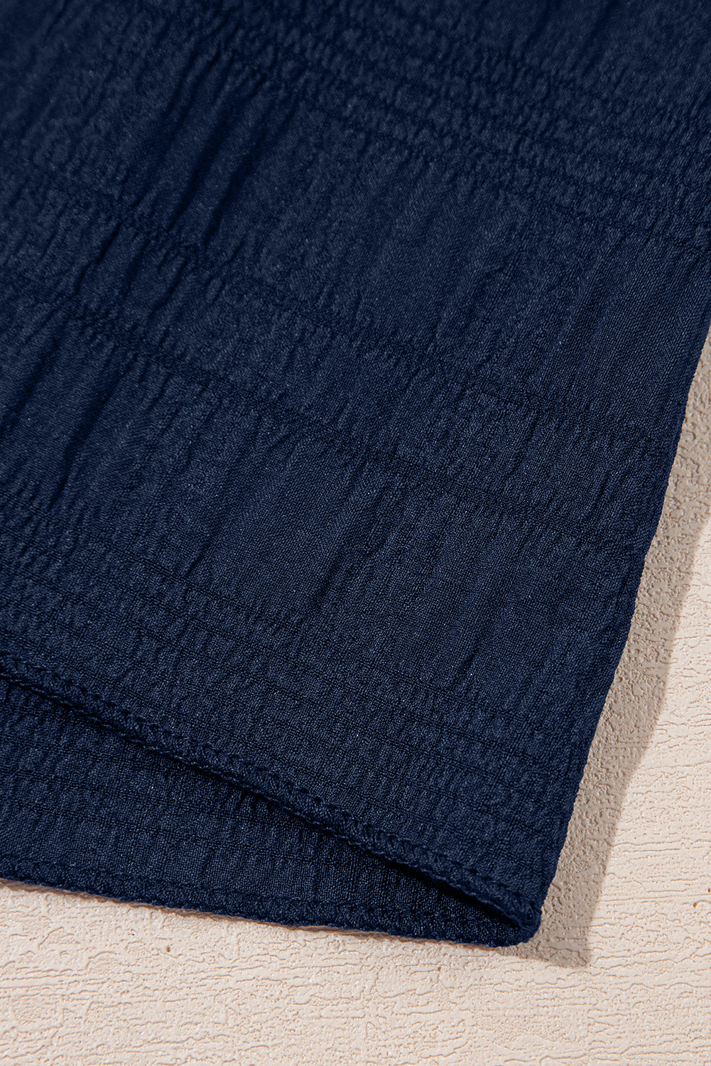 Dirty Blue Textured Square Neck Top And Shirred High Waist Shorts Set-Two Piece Sets/Short Sets-[Adult]-[Female]-2022 Online Blue Zone Planet
