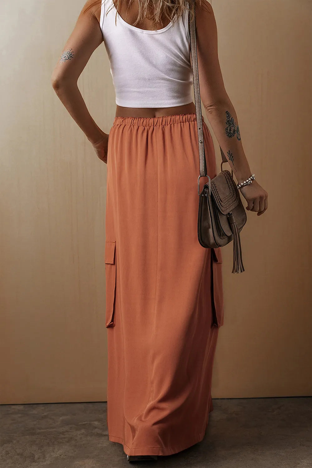 Drawstring Maxi Skirt with Pockets-BOTTOMS SIZES SMALL MEDIUM LARGE-[Adult]-[Female]-2022 Online Blue Zone Planet