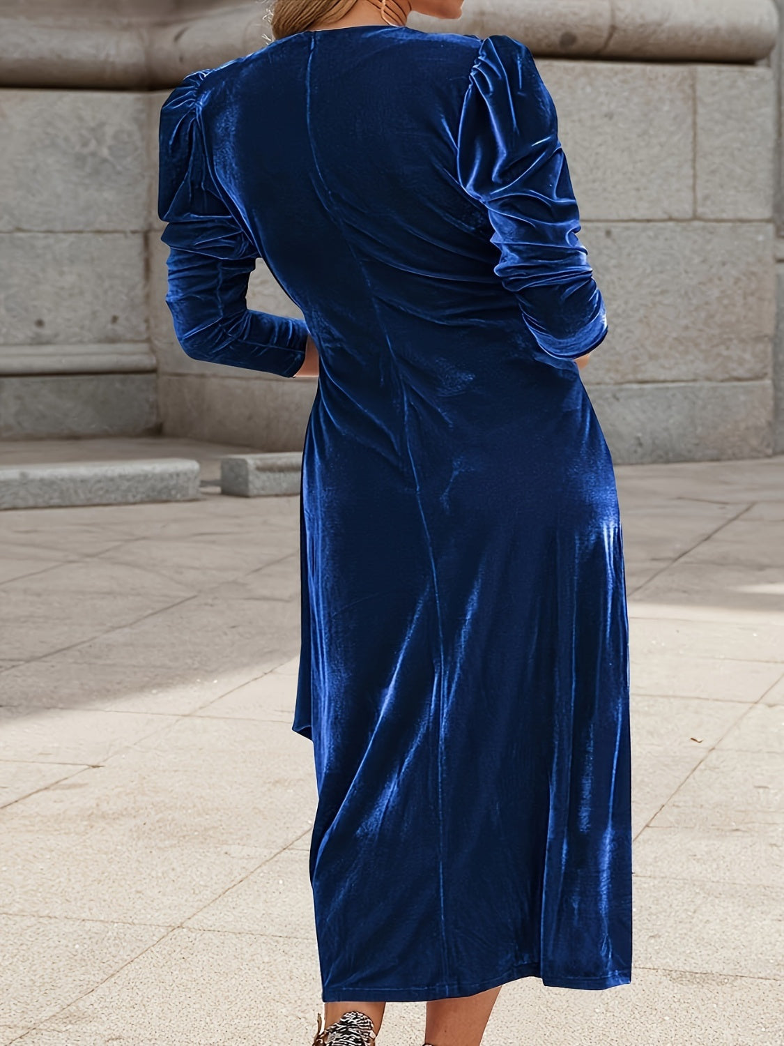 Tied Surplice Long Sleeve Midi Dress-TOPS / DRESSES-[Adult]-[Female]-2022 Online Blue Zone Planet