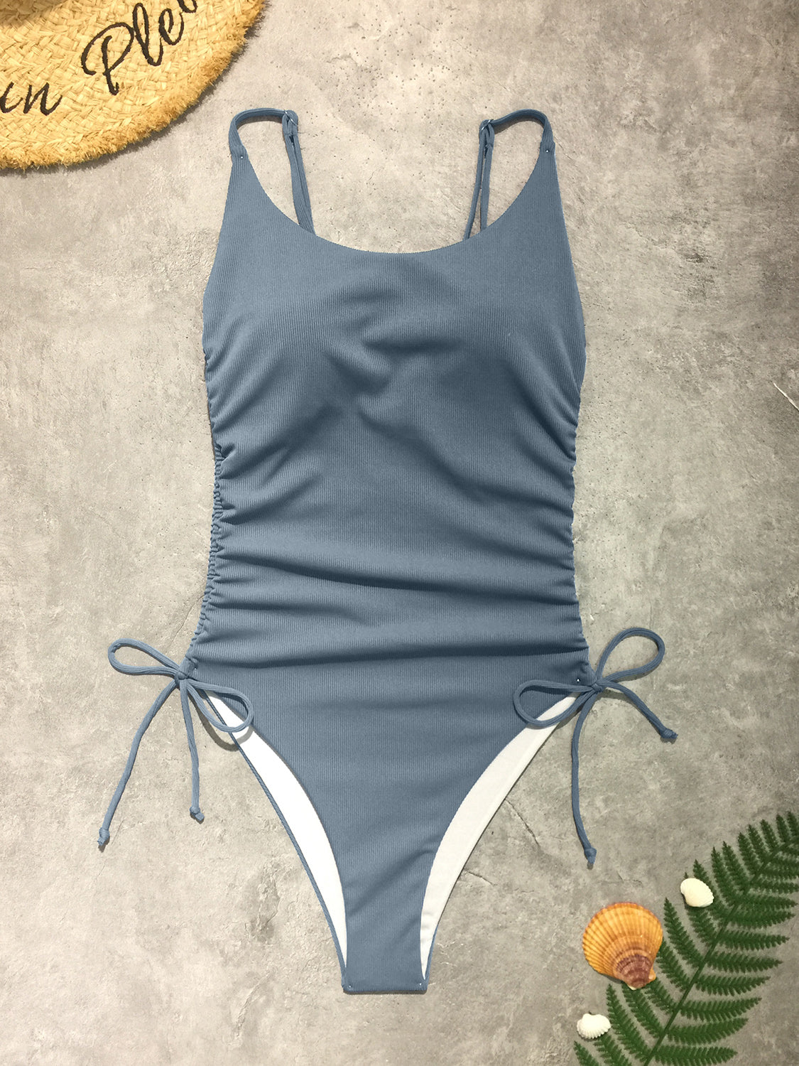 Drawstring Scoop Neck Sleeveless One-Piece Swimwear-TOPS / DRESSES-[Adult]-[Female]-2022 Online Blue Zone Planet