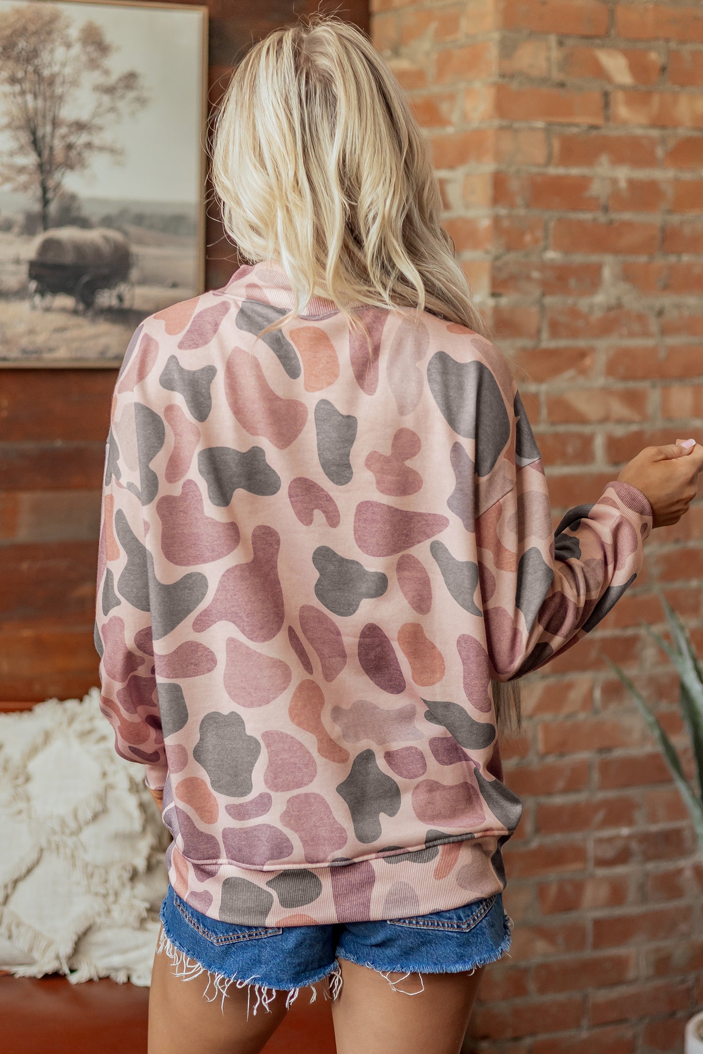 Multicolour Camouflage Western Style Pullover Sweatshirt-Tops/Sweatshirts & Hoodies-[Adult]-[Female]-2022 Online Blue Zone Planet