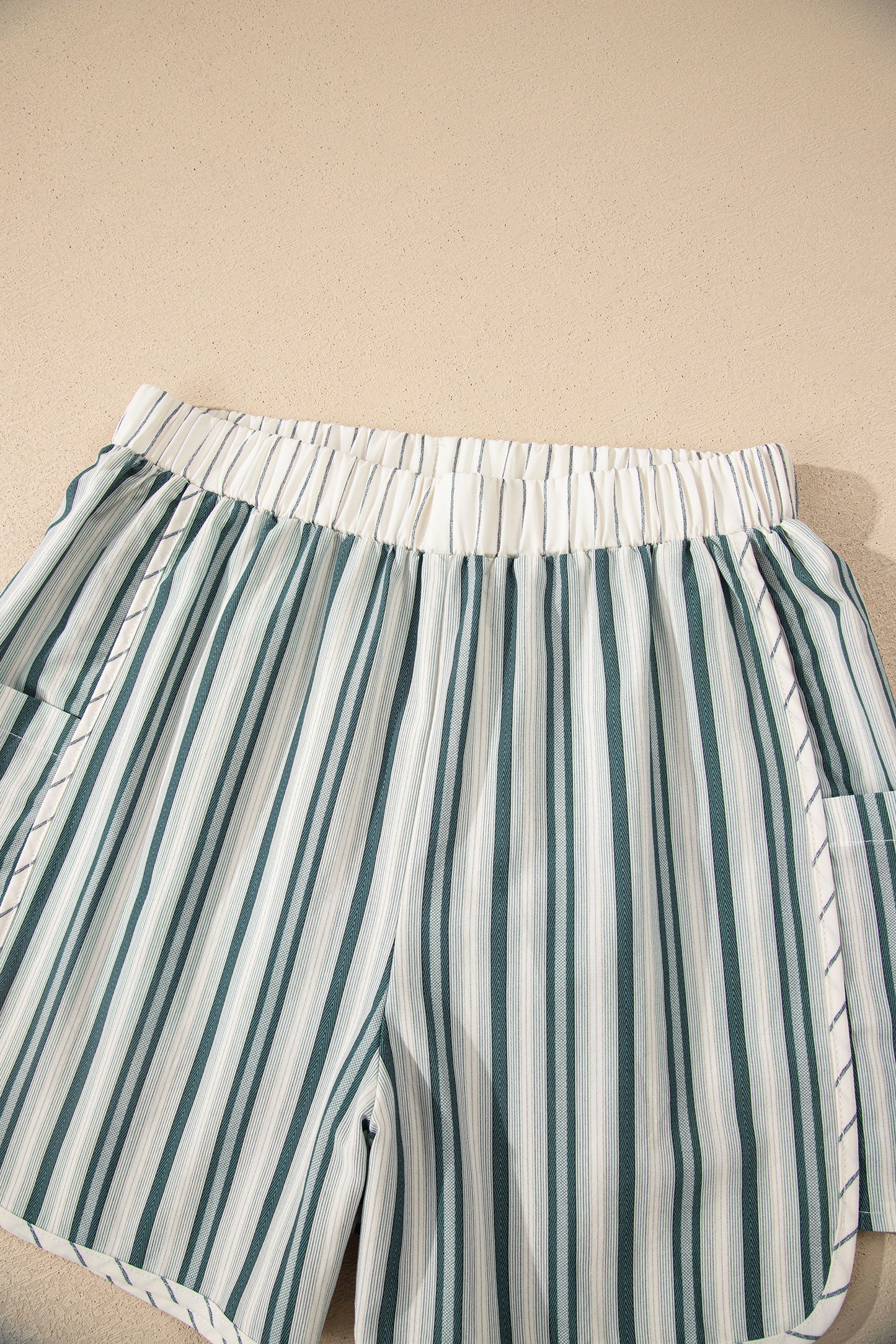 Gray Stripe Elastic Waist Cargo Pocket Casual Shorts-Bottoms/Casual Shorts-[Adult]-[Female]-2022 Online Blue Zone Planet