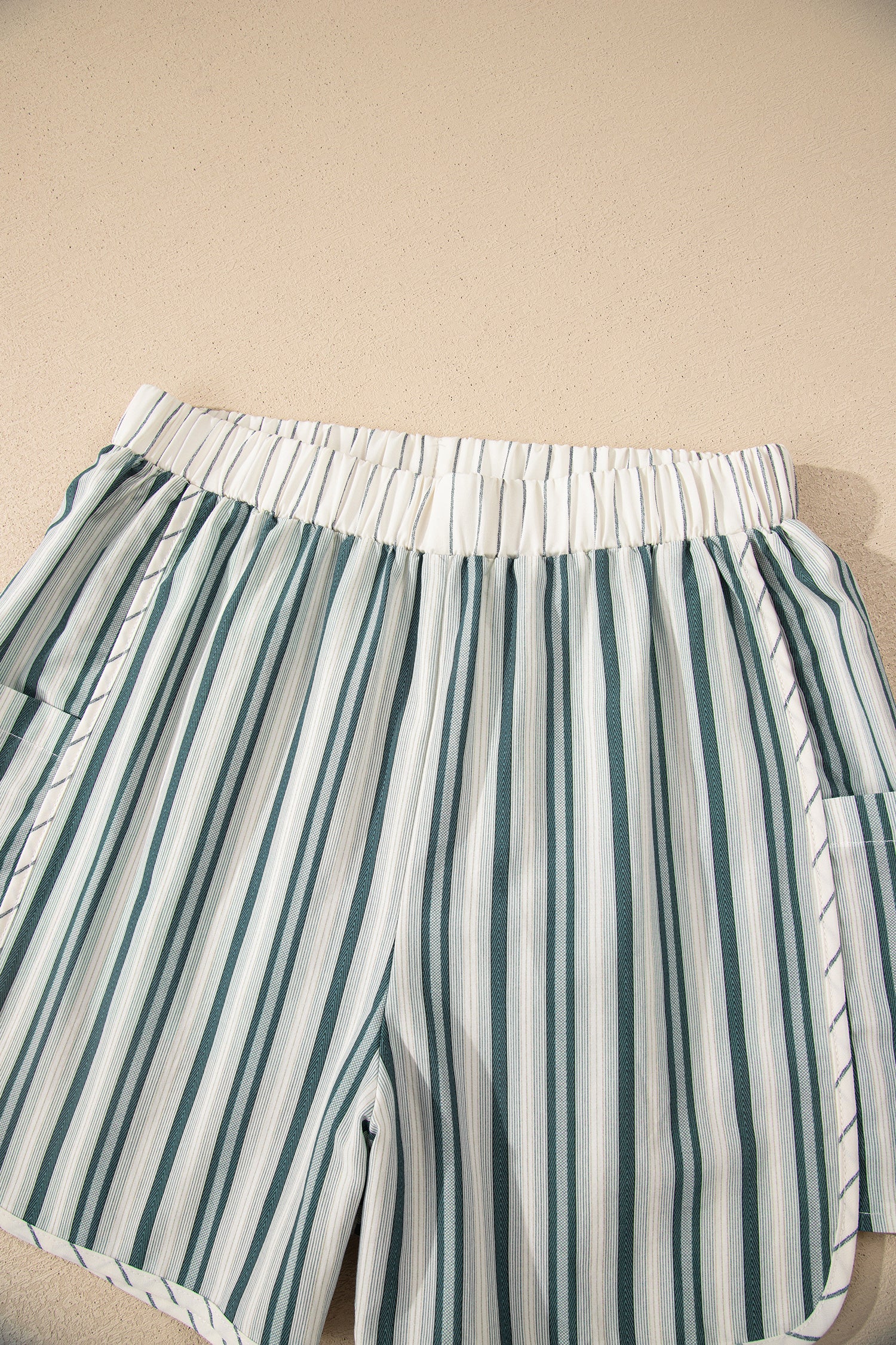 Gray Stripe Elastic Waist Cargo Pocket Casual Shorts-Bottoms/Casual Shorts-[Adult]-[Female]-2022 Online Blue Zone Planet