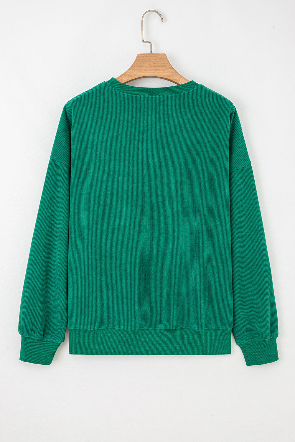 Dark Green Merry Little Thing Corded Letter Graphic Ribbed Loose Sweatshirt-Tops/Sweatshirts & Hoodies-[Adult]-[Female]-2022 Online Blue Zone Planet