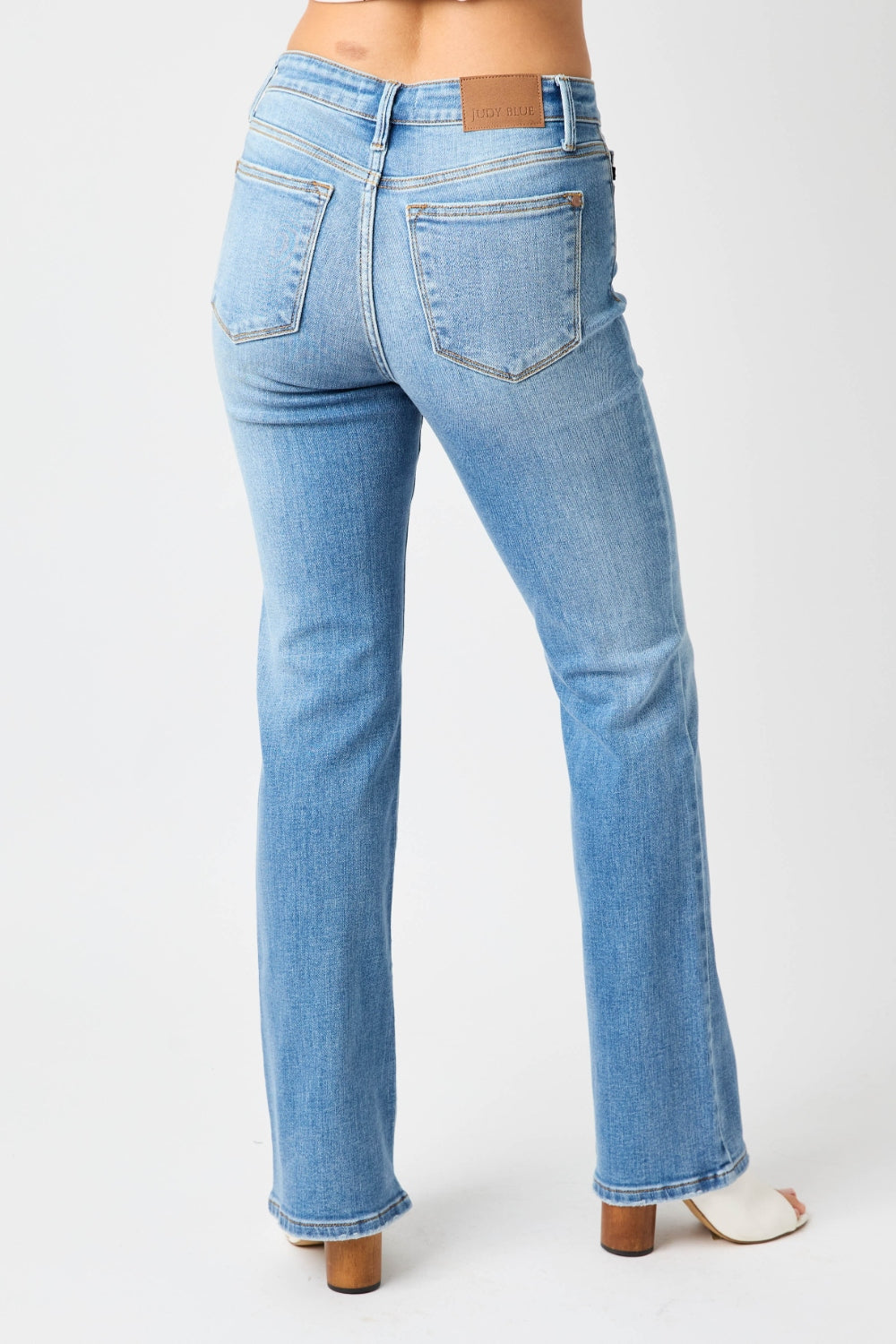 Judy Blue Full Size Mid-Rise Waist Straight Jeans-BOTTOM SIZES SMALL MEDIUM LARGE-[Adult]-[Female]-2022 Online Blue Zone Planet