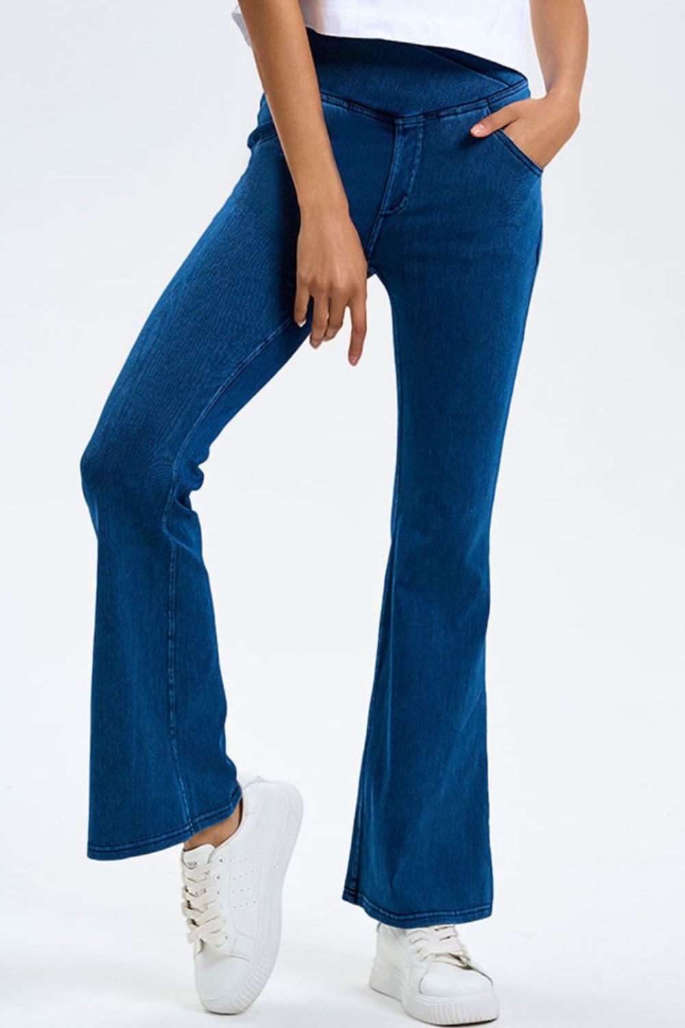 Basic Bae Pocketed Highly Stretchy Bootcut Jeans-BOTTOMS SIZES SMALL MEDIUM LARGE-[Adult]-[Female]-Peacock Blue-S-2022 Online Blue Zone Planet