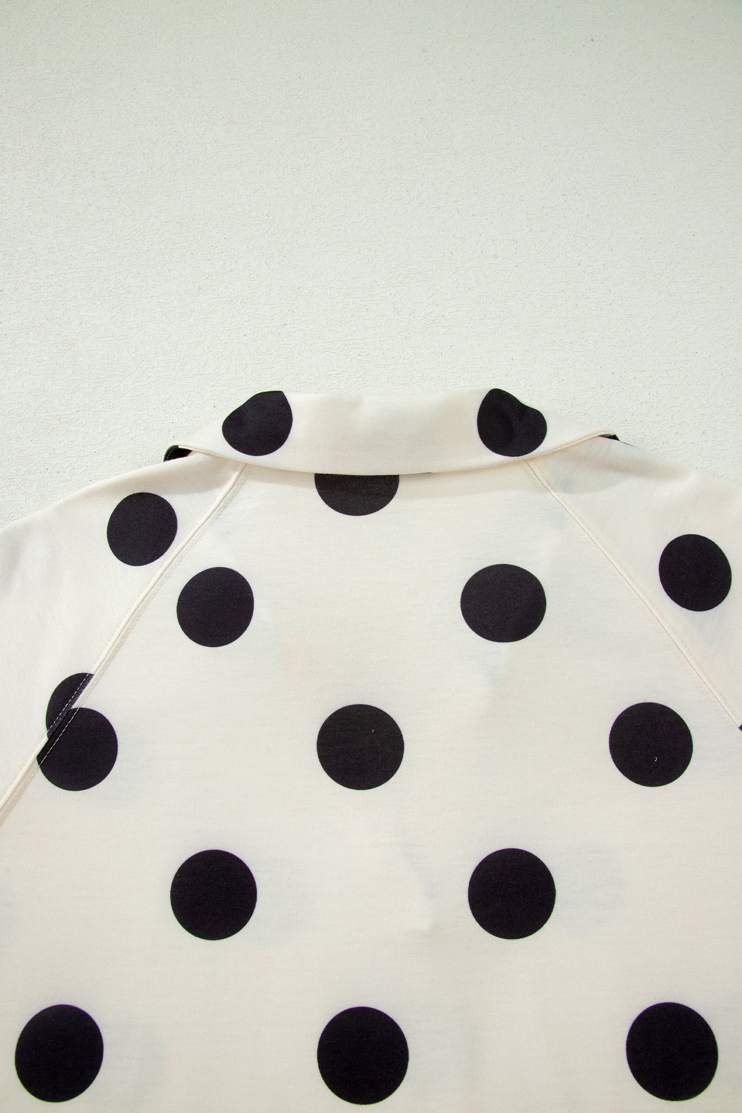 Beige Polka Dot Print V Neck Tee Short Set-Two Piece Sets/Short Sets-[Adult]-[Female]-2022 Online Blue Zone Planet