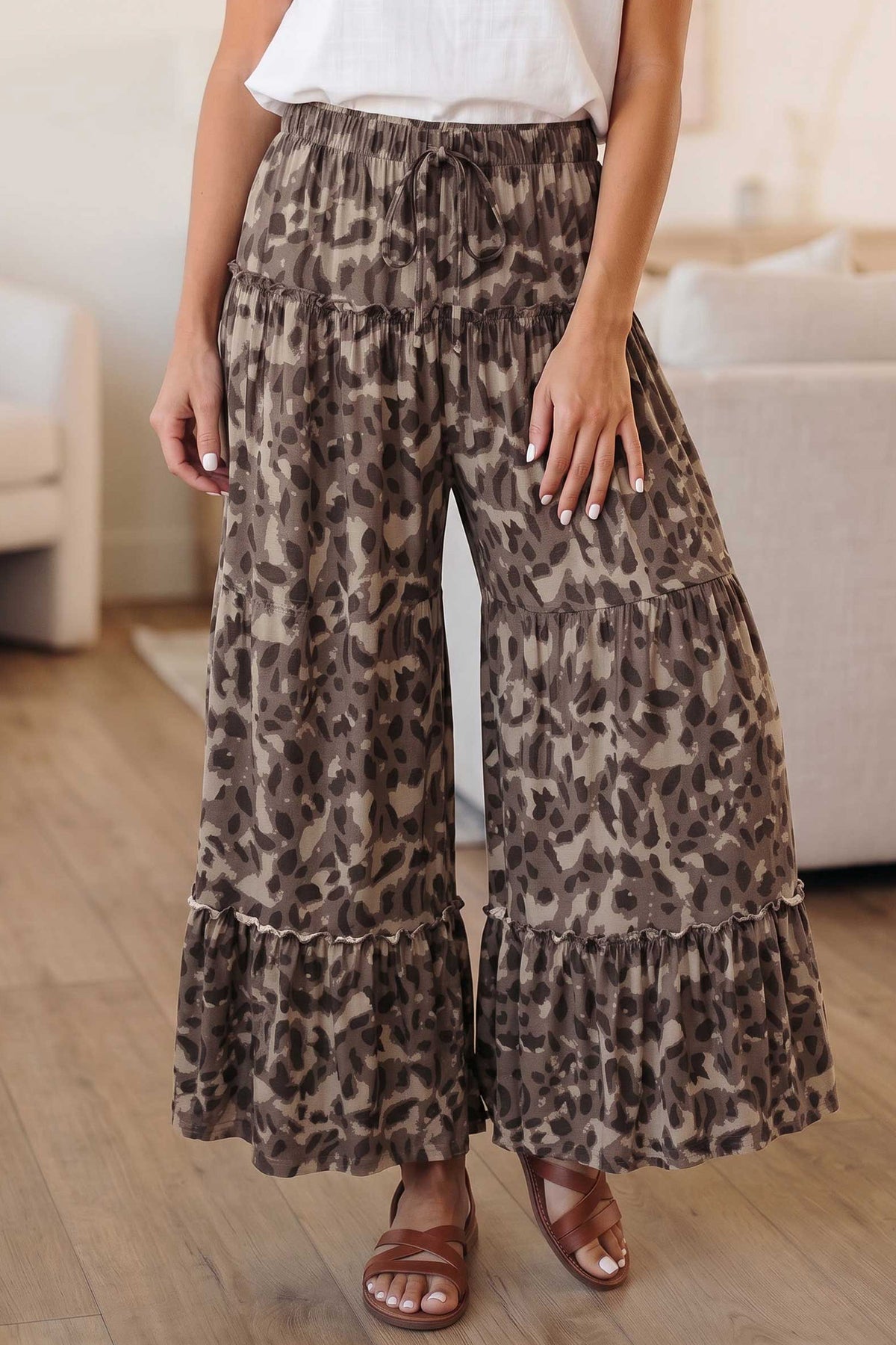 Multicolour Camo Print Wide Leg Casual Pants-Bottoms/Pants & Culotte-[Adult]-[Female]-2022 Online Blue Zone Planet
