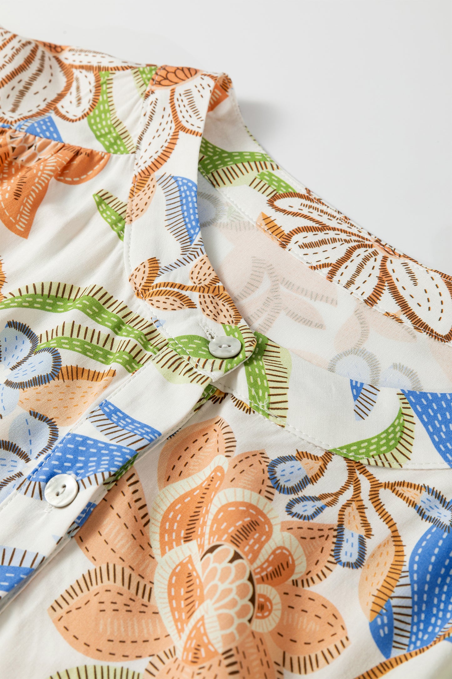 Khaki Floral Print 3/4 Sleeves Tiered Plus Size Long Dress-TOPS / DRESSES-[Adult]-[Female]-2022 Online Blue Zone Planet