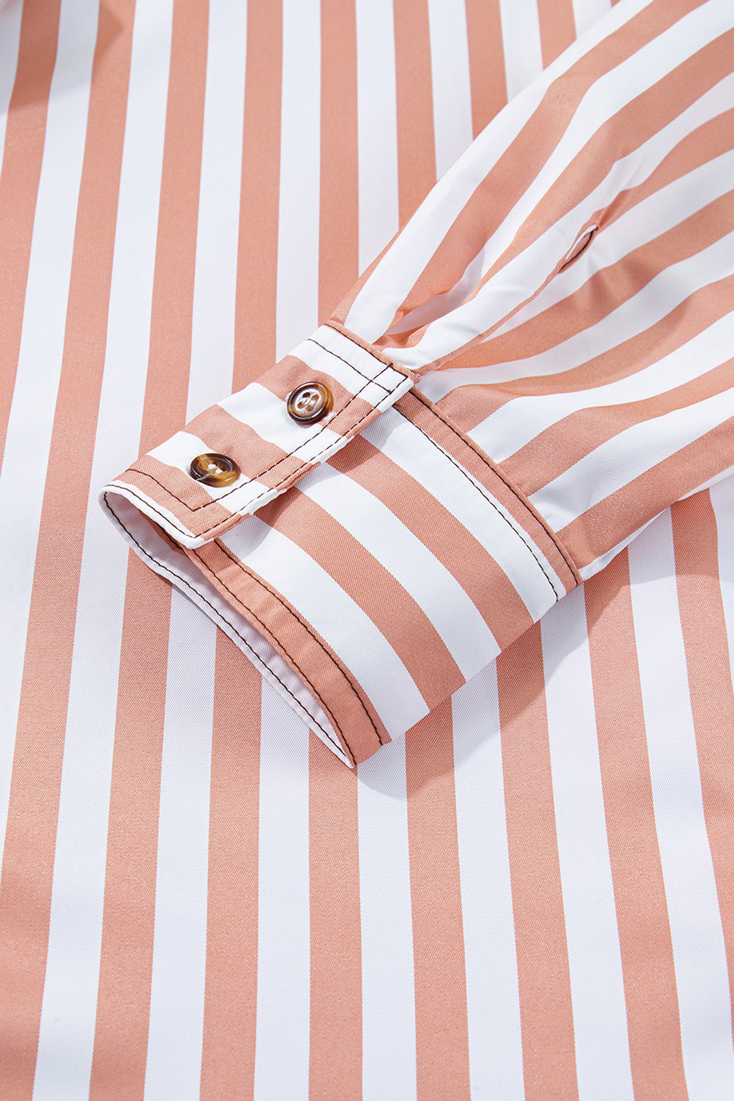 Brown Stripe Western Button Down Long Sleeve Casual Shirt-Tops/Blouses & Shirts-[Adult]-[Female]-2022 Online Blue Zone Planet