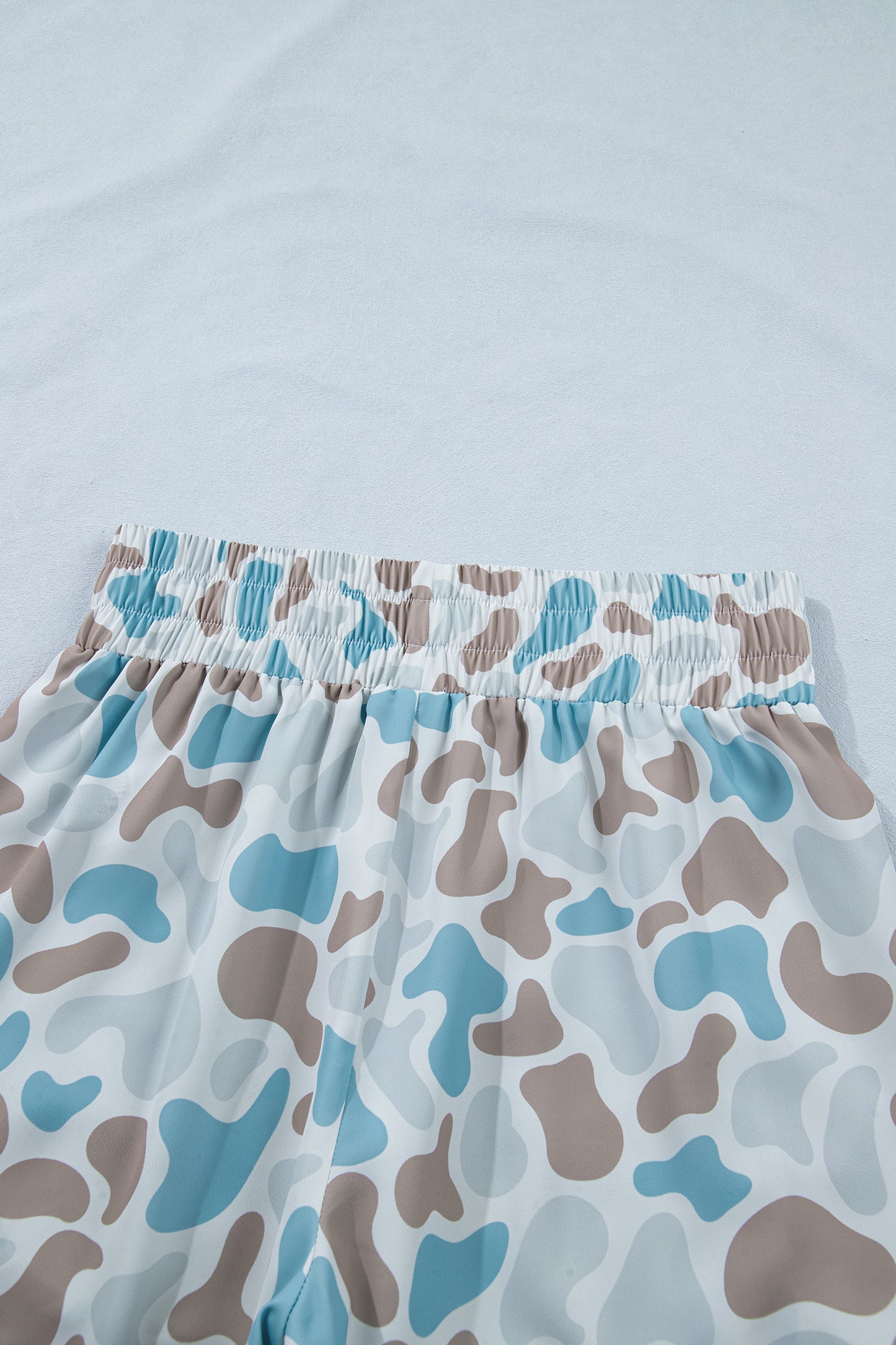 Multicolour Camouflage Print Shirred High Waist Athleisure Shorts-Bottoms/Casual Shorts-[Adult]-[Female]-2022 Online Blue Zone Planet