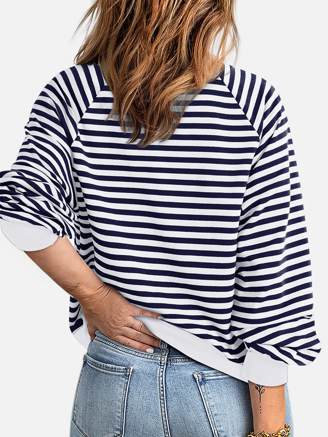 Striped Zip Up Long Sleeve Sweatshirt-TOPS / DRESSES-[Adult]-[Female]-2022 Online Blue Zone Planet