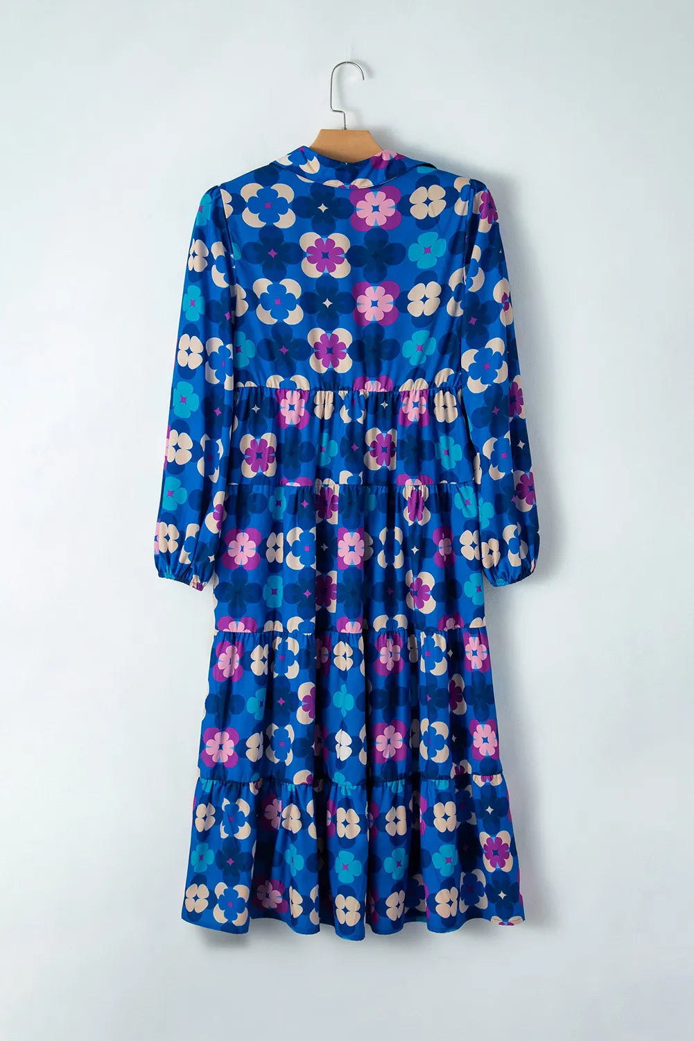 Printed Collared Neck Long Sleeve Midi Dress-TOPS / DRESSES-[Adult]-[Female]-2022 Online Blue Zone Planet