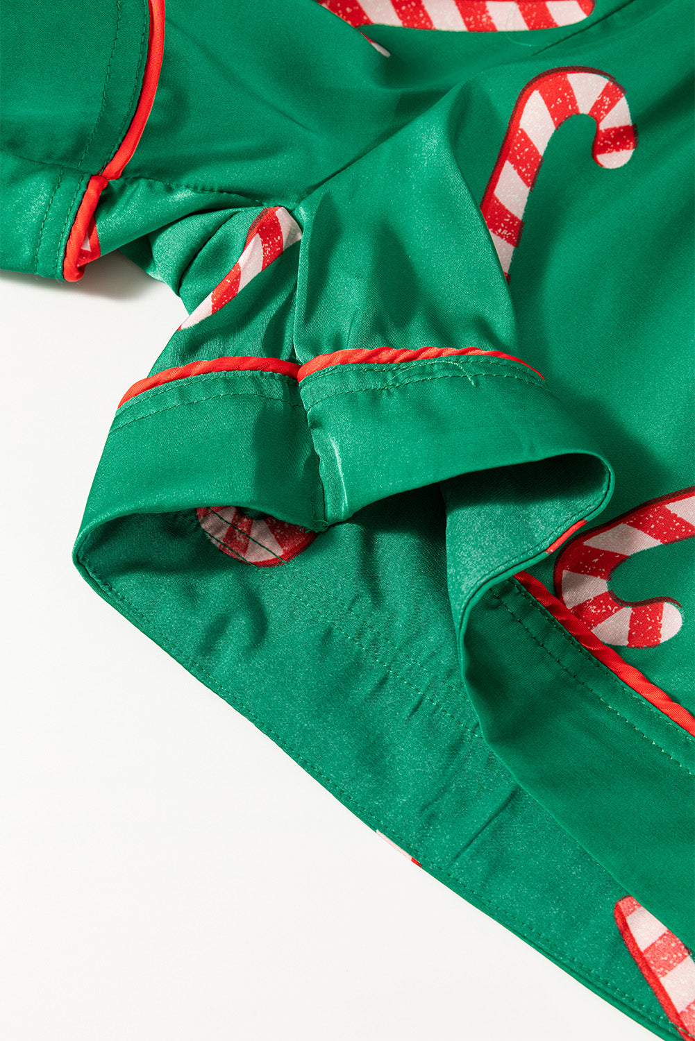 Blue Zone Planet | Green Christmas Candy Cane Print Shirt and Shorts Pajama Set-Loungewear & Sleepwear/Sleepwear-[Adult]-[Female]-2022 Online Blue Zone Planet