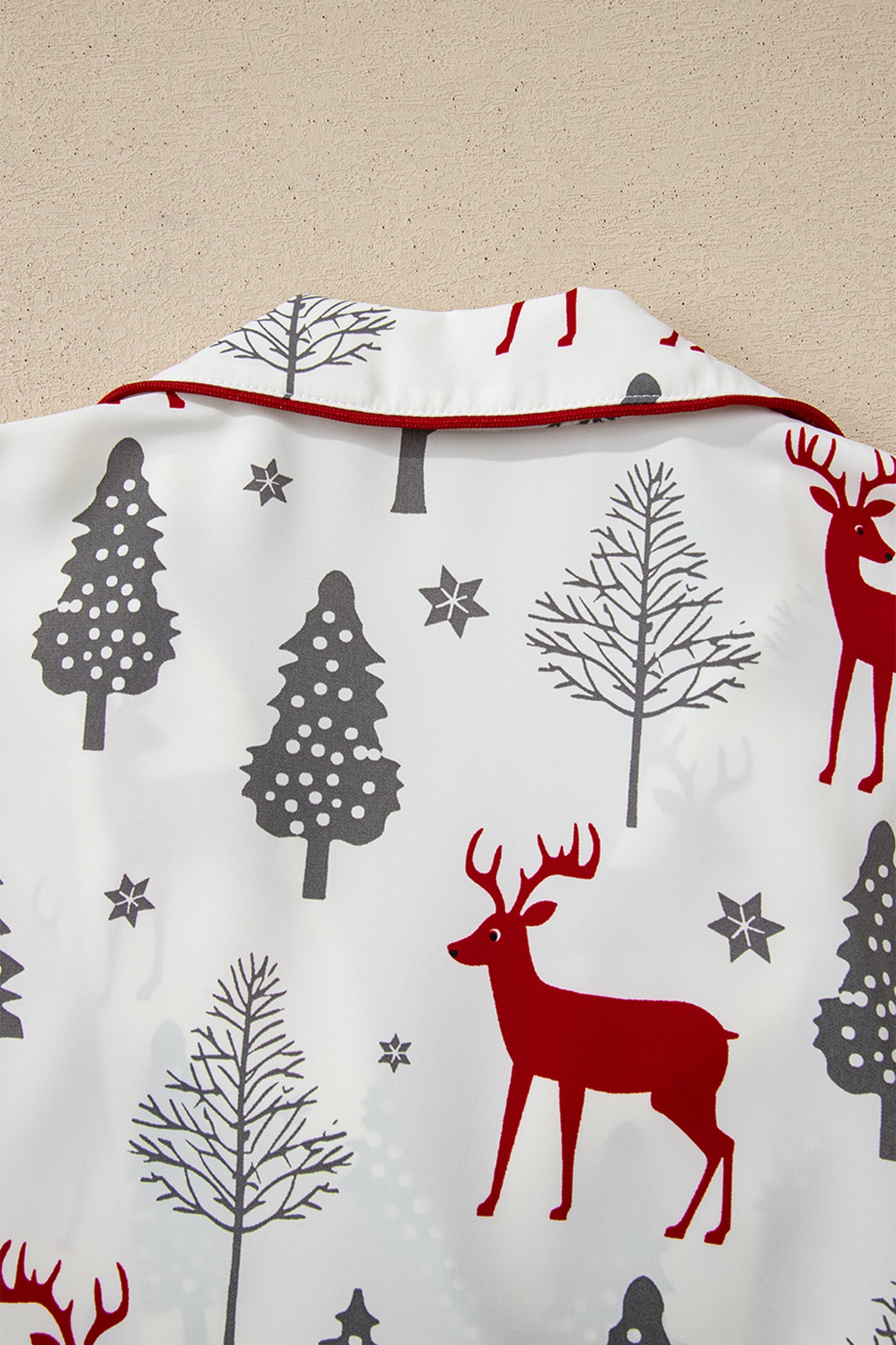 White Christmas Fashion Print Velvet Trim Bow Knot Pajama 2pcs Short Set-Loungewear & Sleepwear/Sleepwear-[Adult]-[Female]-2022 Online Blue Zone Planet