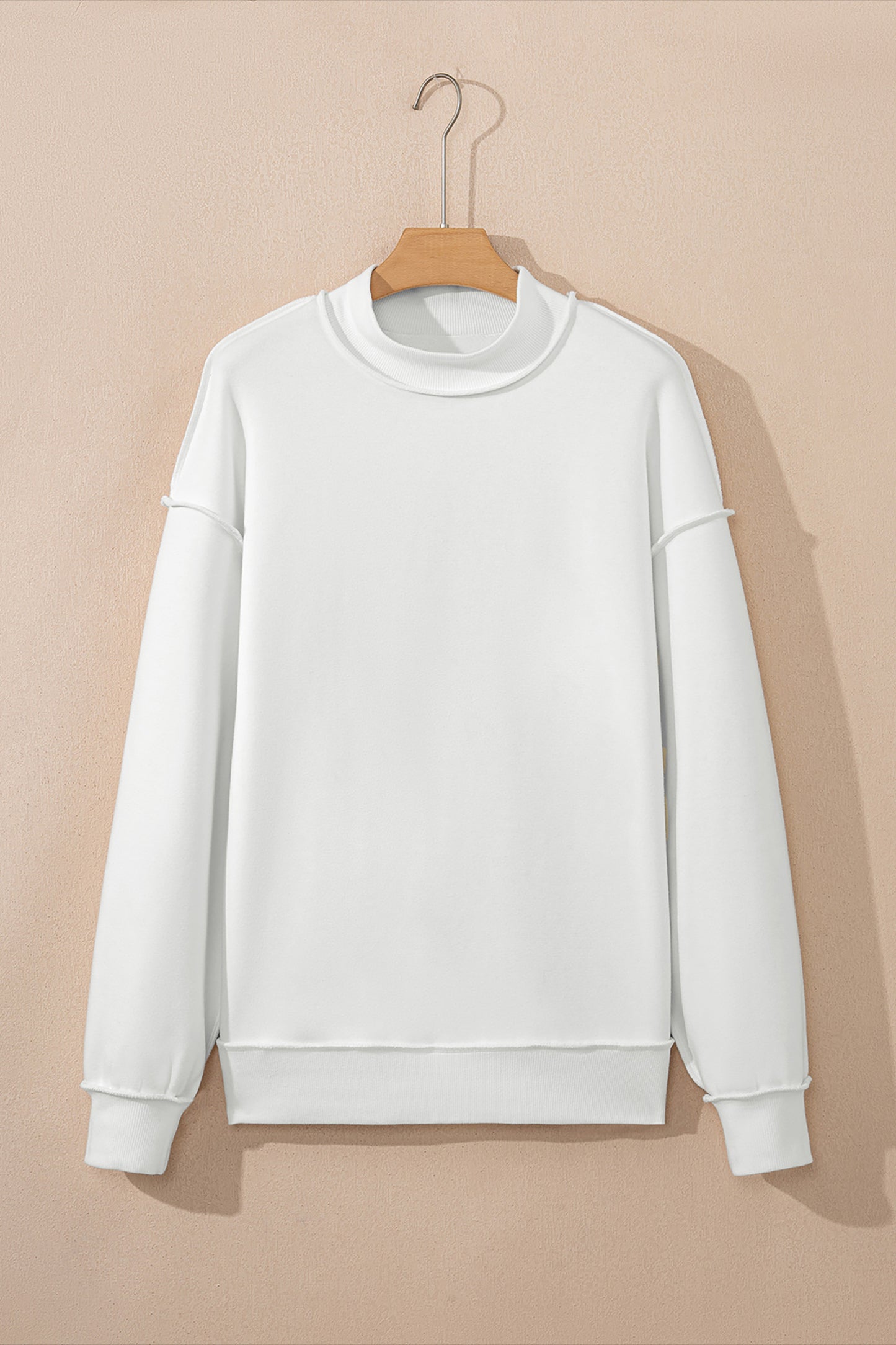Bright Pink Oversize Drop Shoulder Reversible Mock Neck Sweatshirt-Tops/Sweatshirts & Hoodies-[Adult]-[Female]-2022 Online Blue Zone Planet