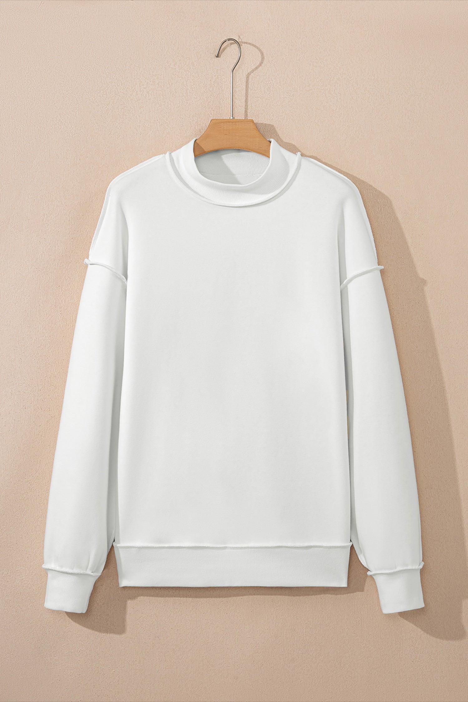 Bright Pink Oversize Drop Shoulder Reversible Mock Neck Sweatshirt-Tops/Sweatshirts & Hoodies-[Adult]-[Female]-2022 Online Blue Zone Planet