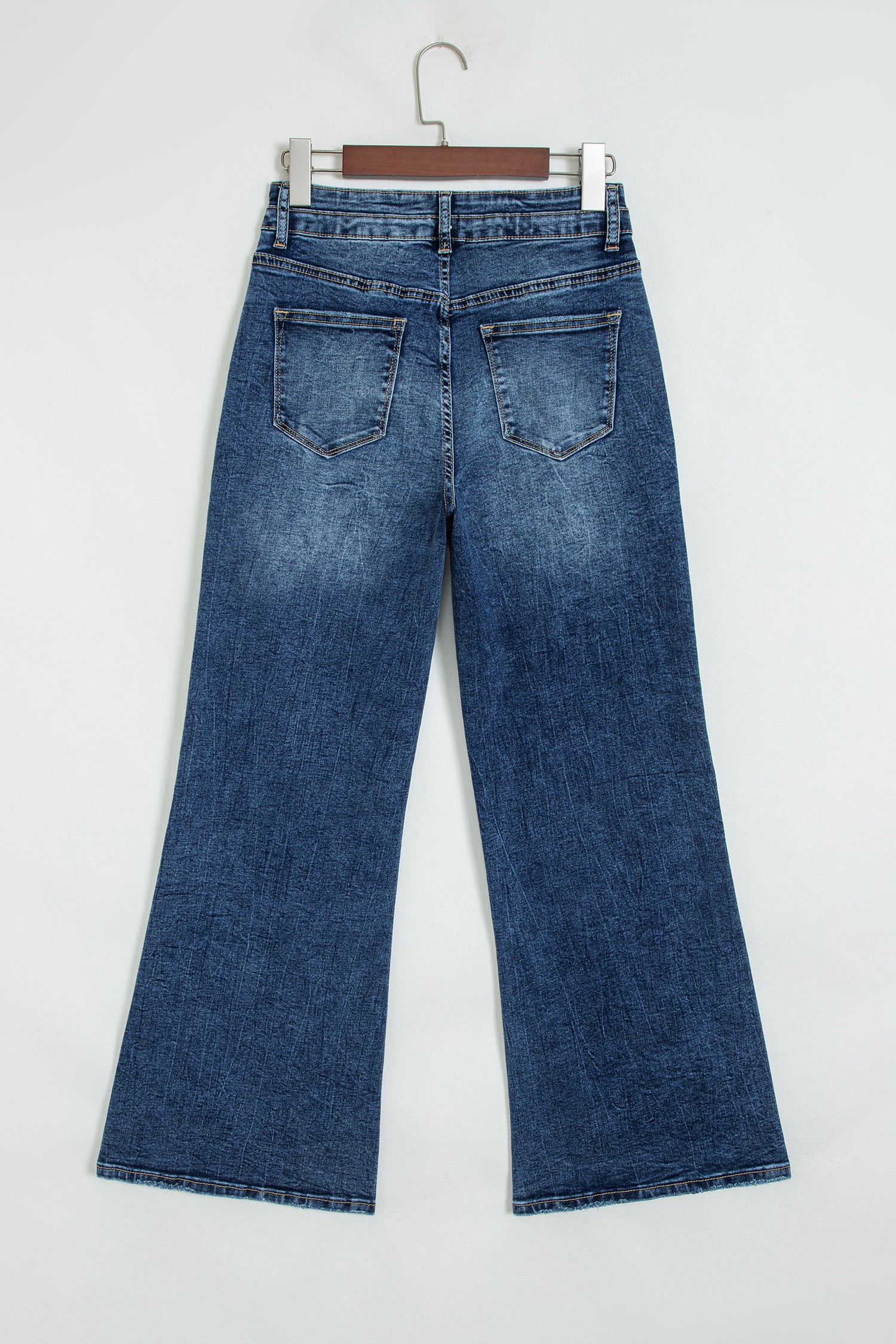 Sail Blue Acid Wash Pocket Detail Flare Jeans-Bottoms/Jeans-[Adult]-[Female]-2022 Online Blue Zone Planet