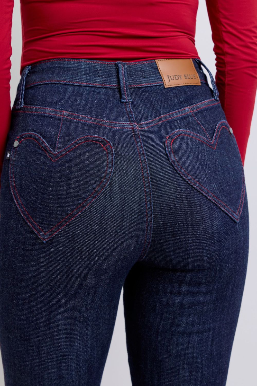 Blue Zone Planet | Judy Blue Full Size Heart Shaped Back Pockets Skinny Jeans-BOTTOMS SIZES SMALL MEDIUM LARGE-[Adult]-[Female]-2022 Online Blue Zone Planet