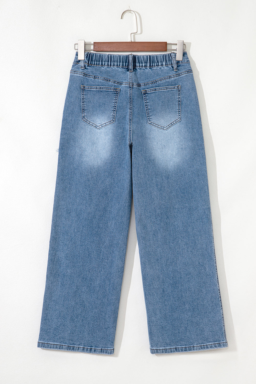 Stone Blue Star Patchwork Cropped Wide Leg High Waist Jeans-Bottoms/Jeans-[Adult]-[Female]-2022 Online Blue Zone Planet