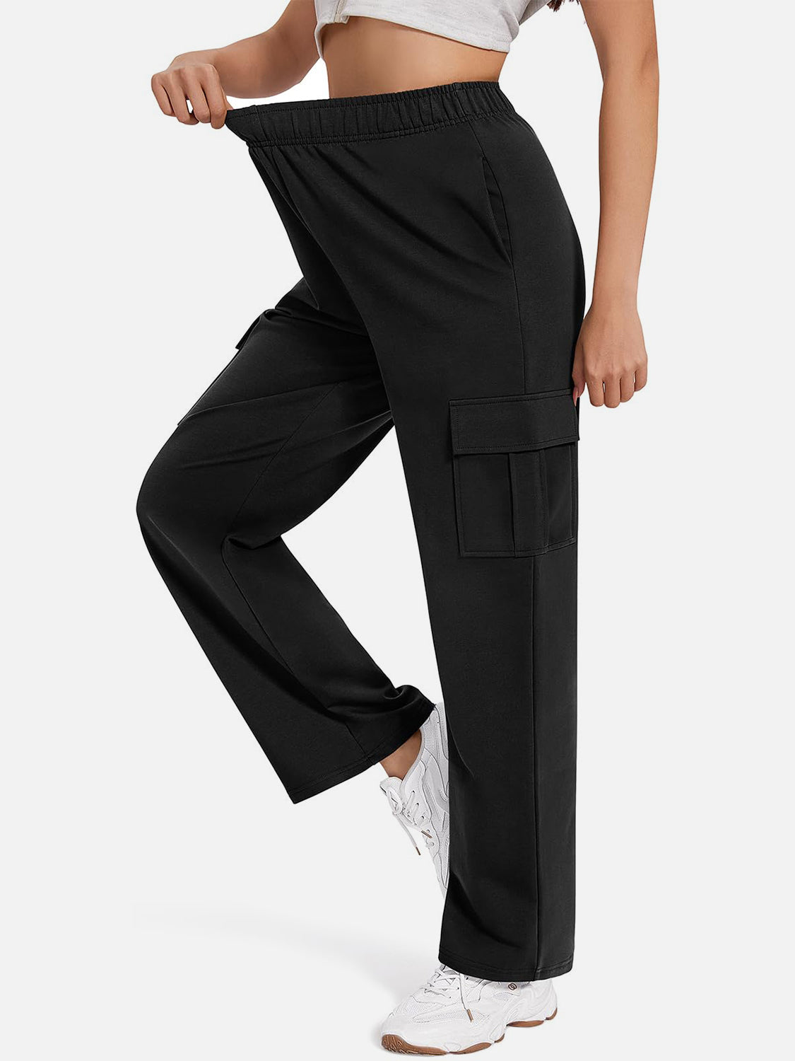 Pocketed High Waist Pants-BOTTOMS SIZES SMALL MEDIUM LARGE-[Adult]-[Female]-2022 Online Blue Zone Planet