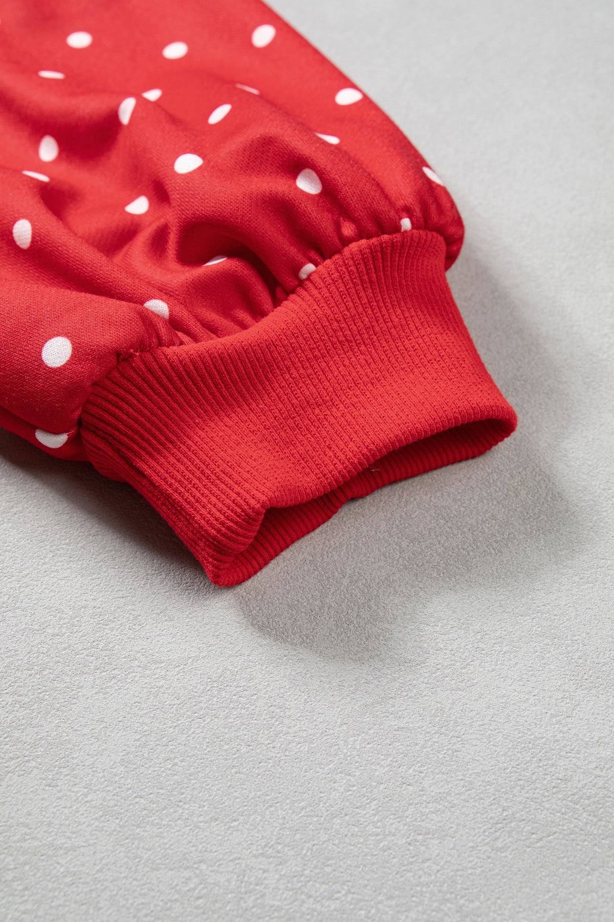 Red Polka Dot Print Metal Button Collar Casual Pullover Sweatshirt-Tops/Sweatshirts & Hoodies-[Adult]-[Female]-2022 Online Blue Zone Planet