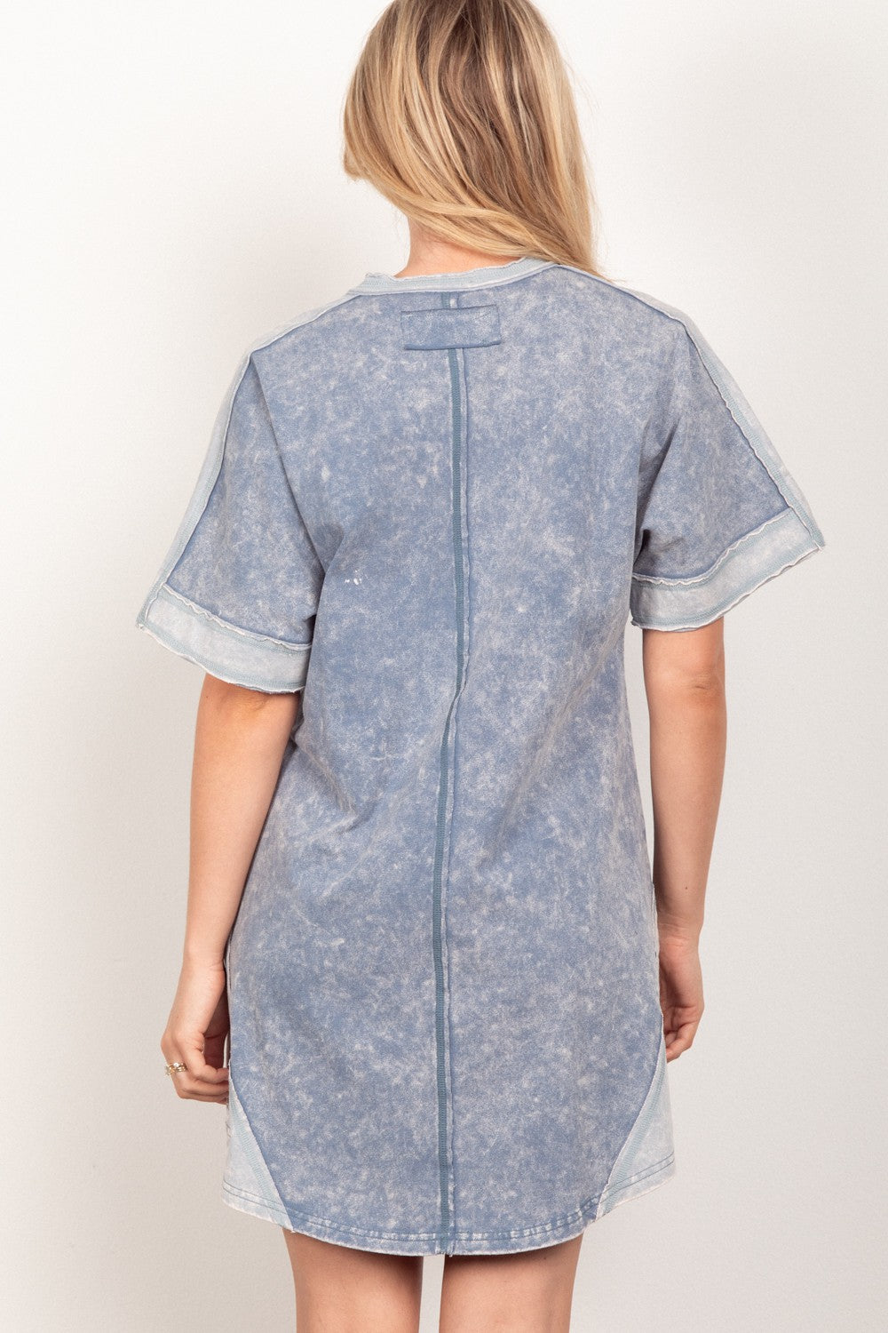 VERY J Short Sleeve V-Neck Tee Dress-TOPS / DRESSES-[Adult]-[Female]-2022 Online Blue Zone Planet