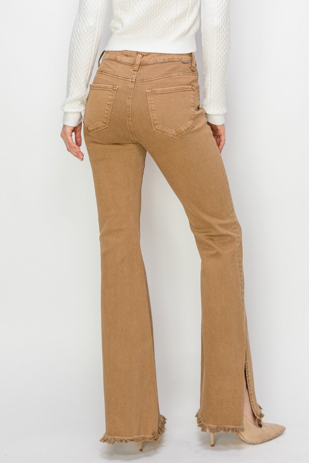 RISEN Bailey Full Size High Waist Side Slit Flare Jeans-[Adult]-[Female]-2022 Online Blue Zone Planet