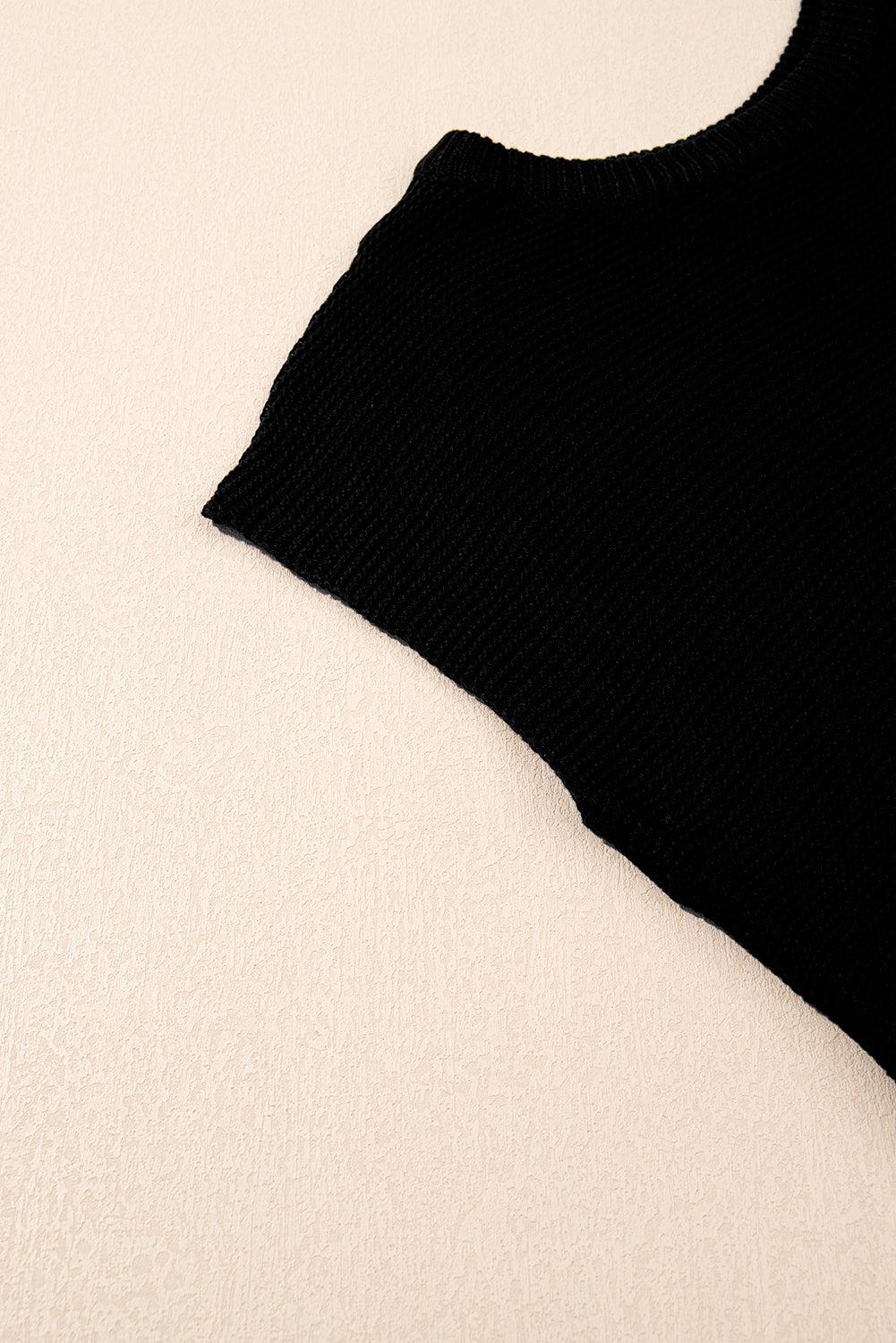 Black Solid Color Sweater Tee With Side Slits-Sweaters & Cardigans/Short Sleeve Sweaters-[Adult]-[Female]-2022 Online Blue Zone Planet