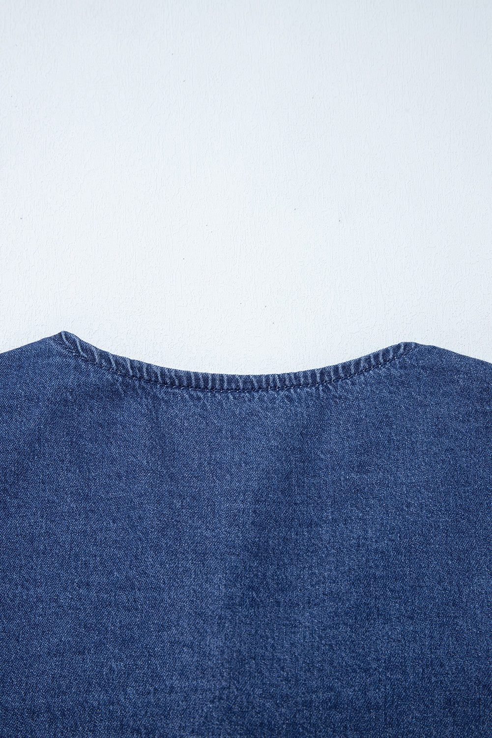 Sail Blue Tied Front Bubble Sleeve Peplum Denim Shirt-Tops/Blouses & Shirts-[Adult]-[Female]-2022 Online Blue Zone Planet