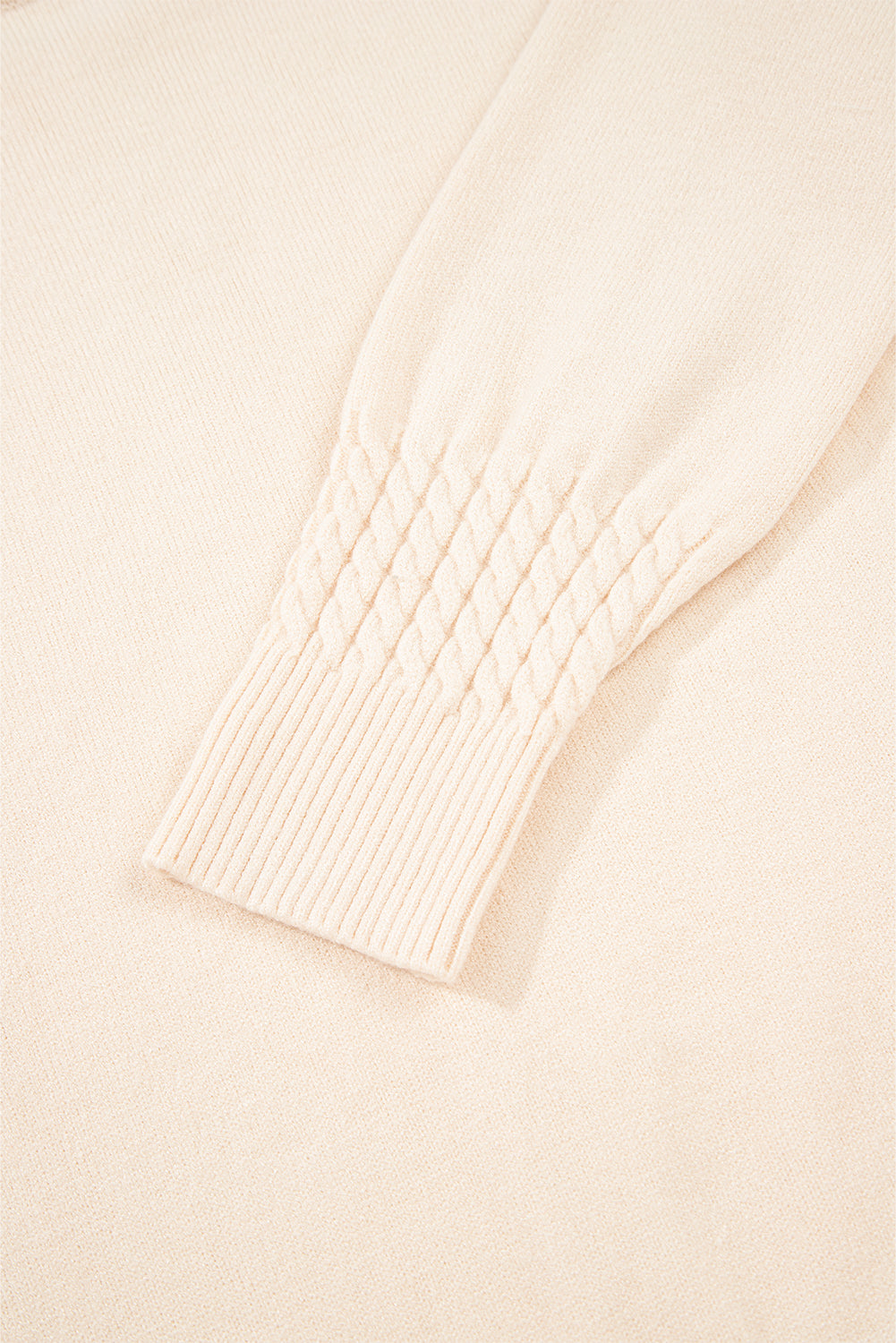 Beige Cable Texture Bohemian Ruffle Hem Patchwork Sweater-TOPS / DRESSES-[Adult]-[Female]-2022 Online Blue Zone Planet