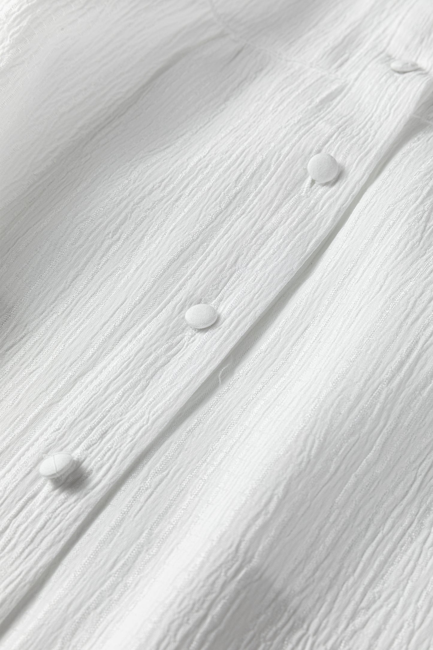 White Crinkled Texture Lantern Sleeve Button Down Loose Shirt-Tops/Blouses & Shirts-[Adult]-[Female]-2022 Online Blue Zone Planet