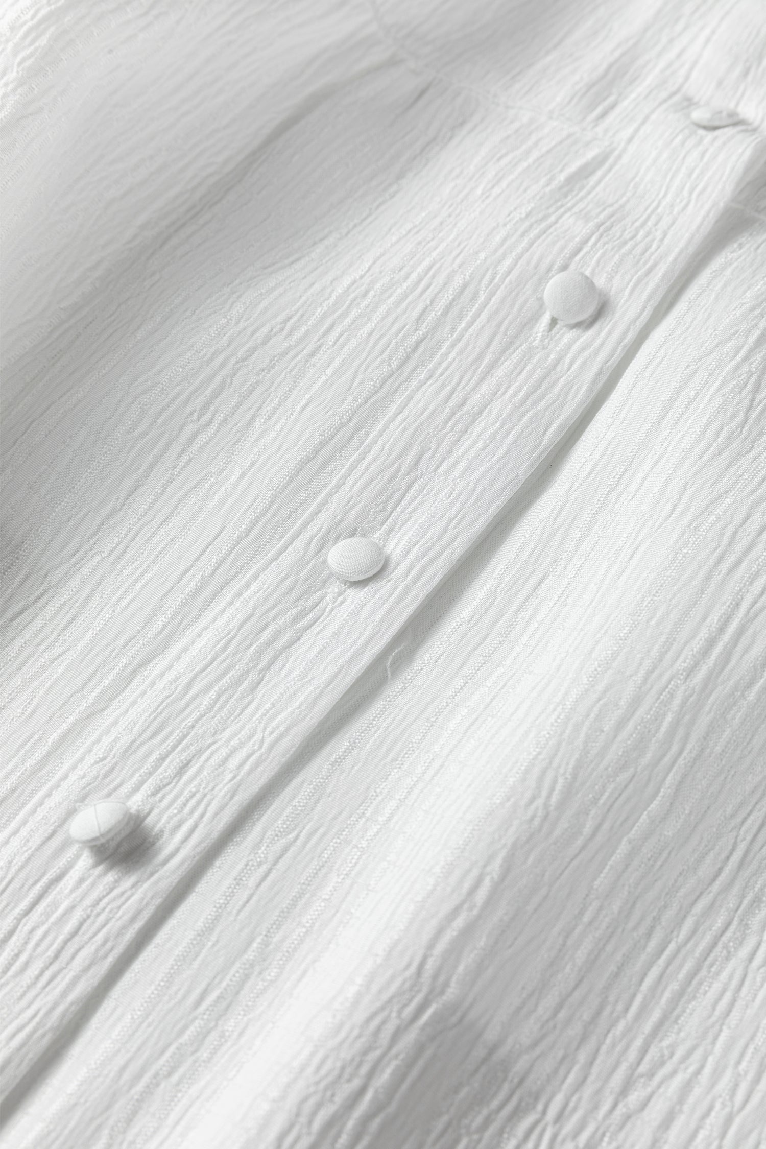 White Crinkled Texture Lantern Sleeve Button Down Loose Shirt-Tops/Blouses & Shirts-[Adult]-[Female]-2022 Online Blue Zone Planet