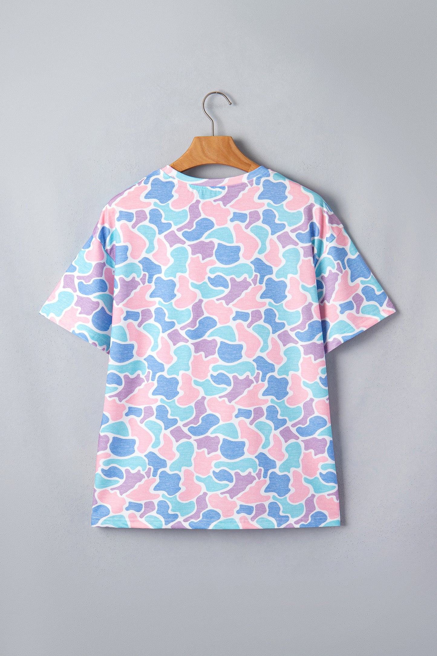 Multicolour Camouflage Print Preppy Fashion Tunic Tee-Tops/Tops & Tees-[Adult]-[Female]-2022 Online Blue Zone Planet